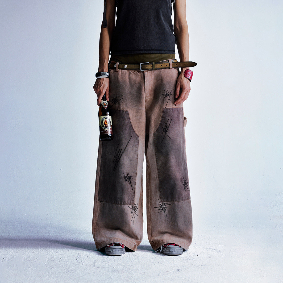 Wasteland Style Dirty Dyed Washed Jeans