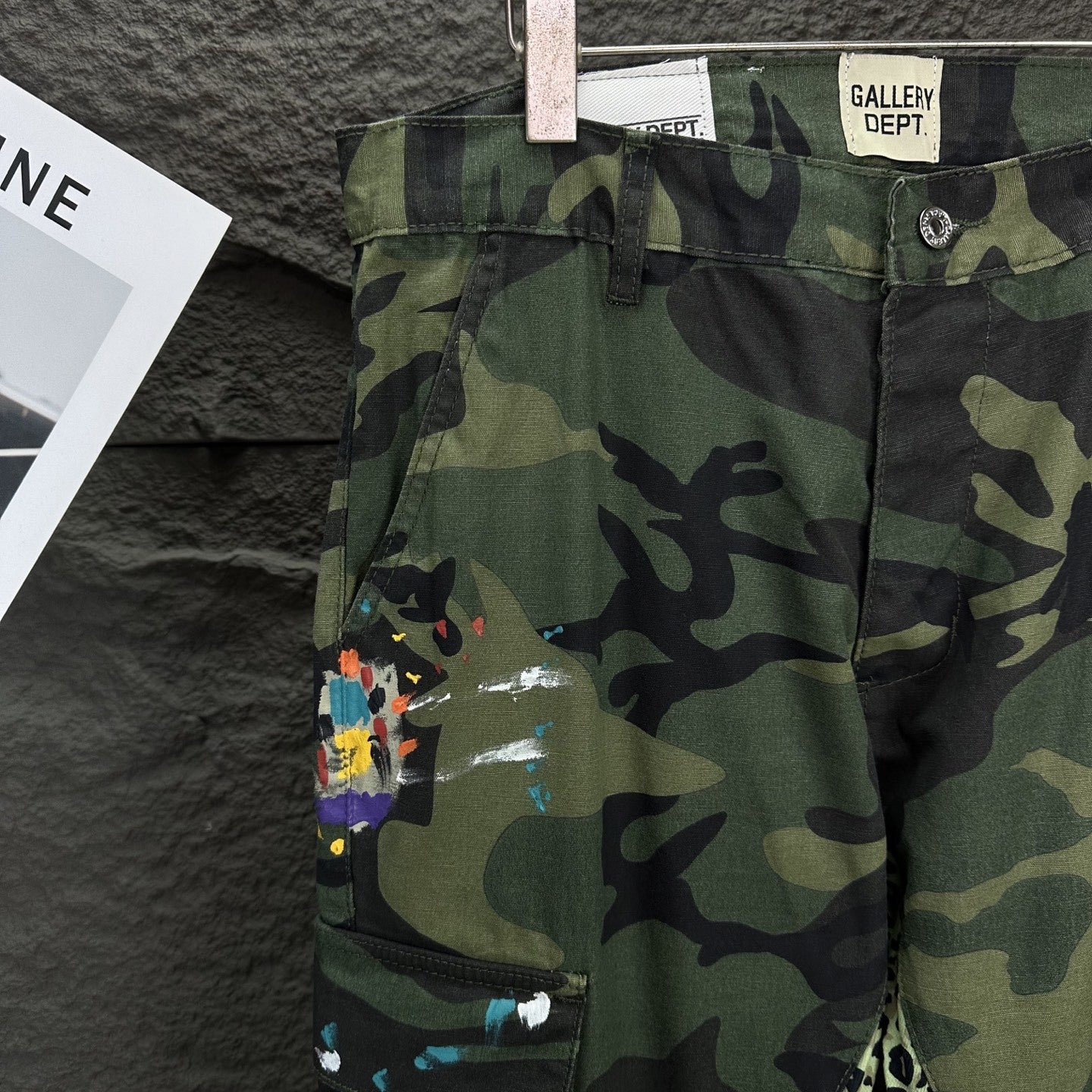 【25s Aug.】Hand-Painted Camouflage Patchwork Flared Cargo Jeans
