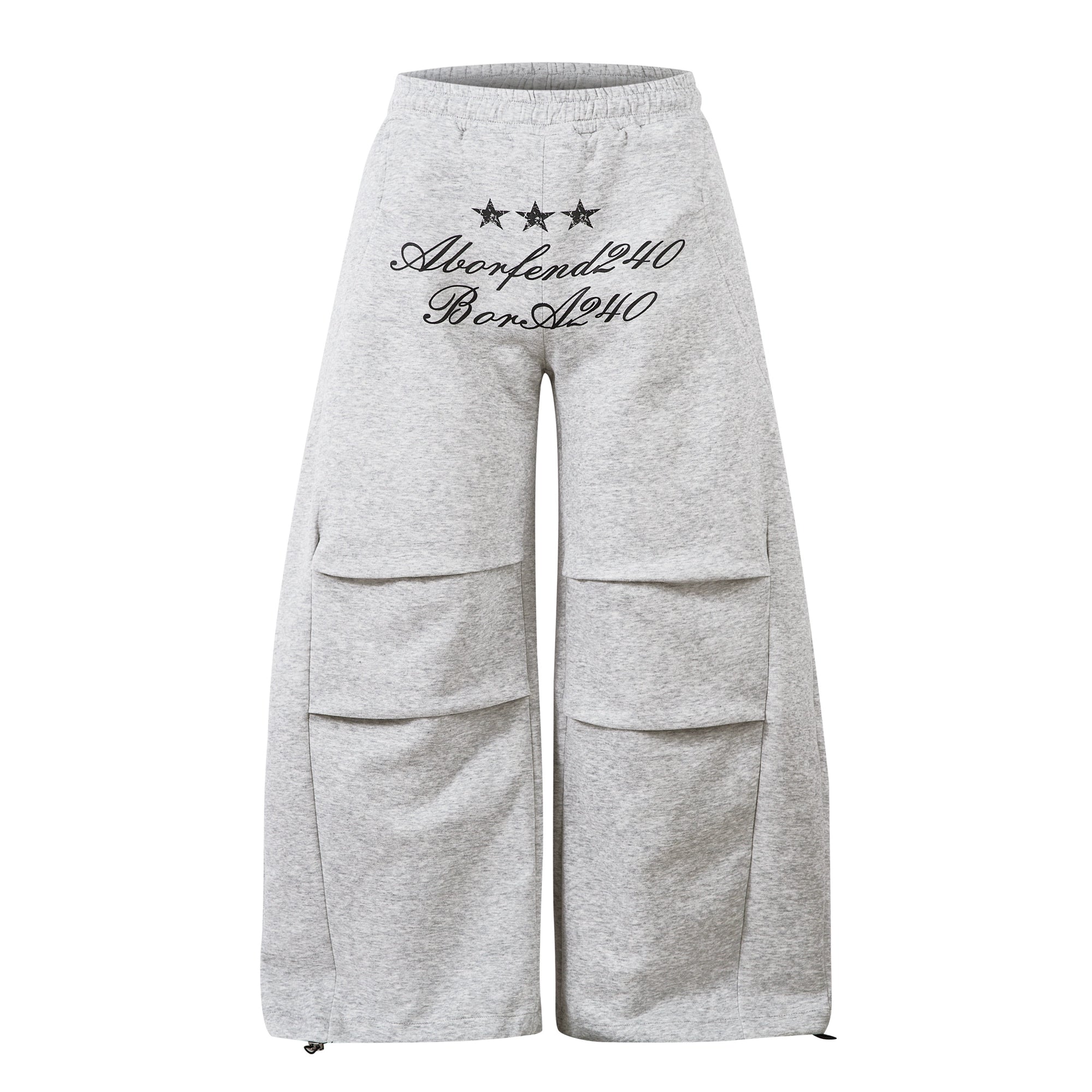 Star Letter Print Ruched Wide-Leg Sweatpants