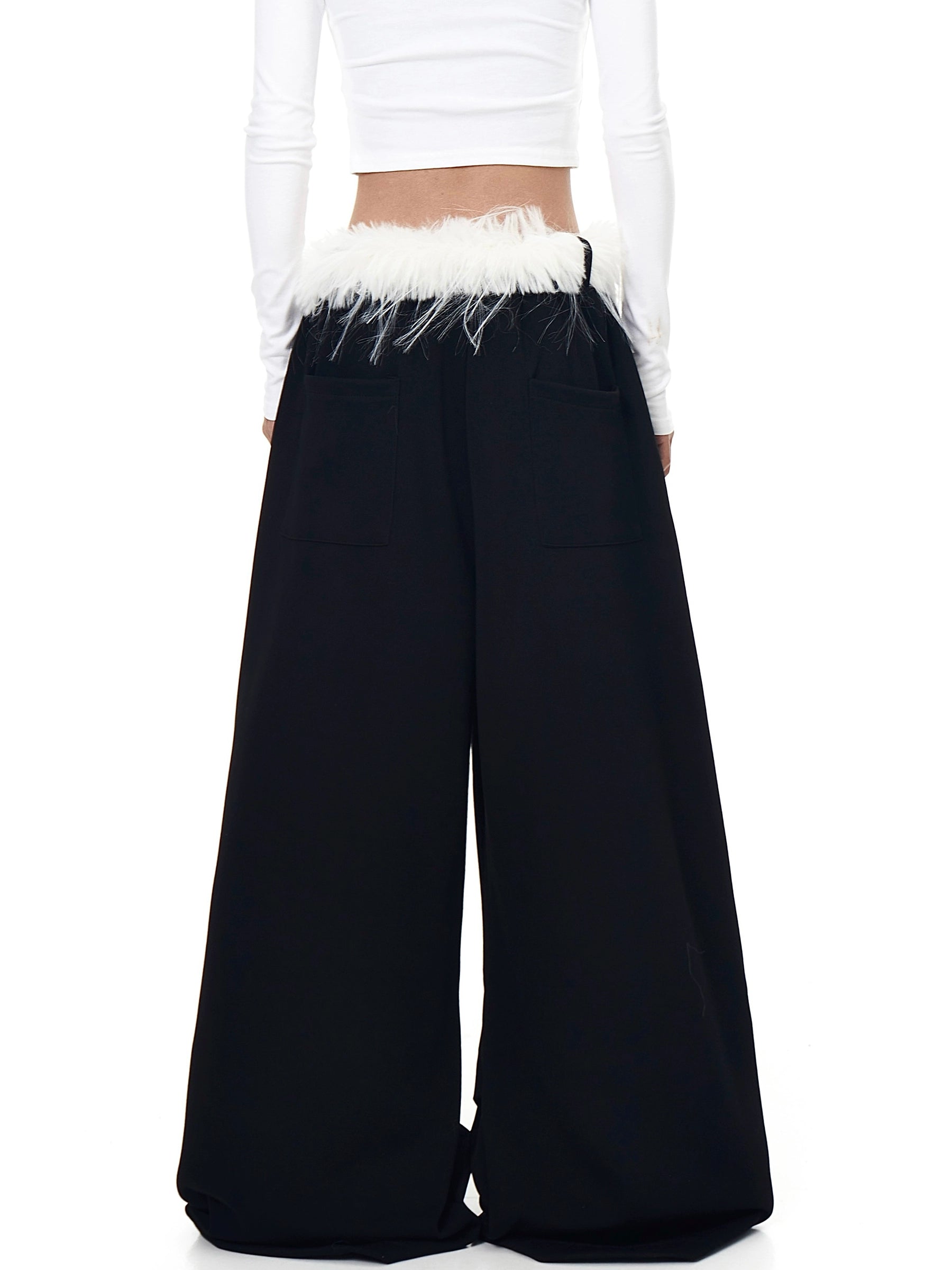 Furry Belt Letter Straight-Leg Sweatpants