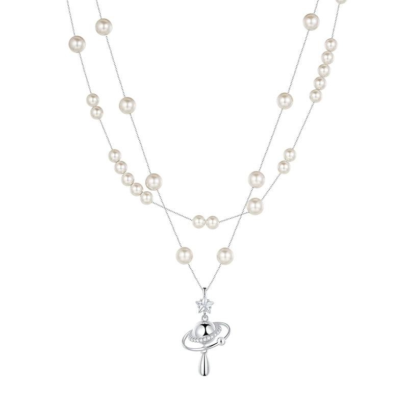 Planet Pearl Double Layer Necklace