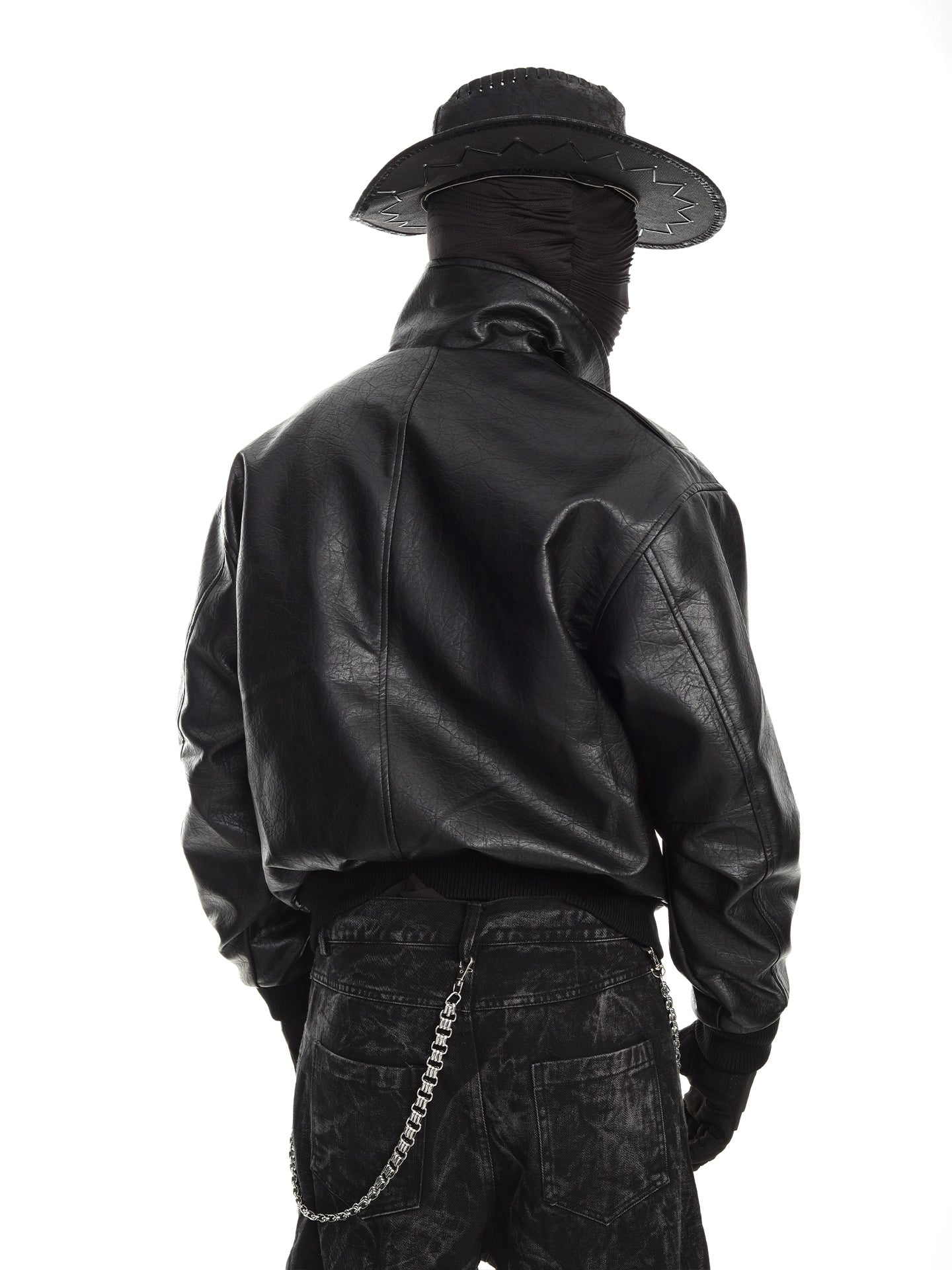 Black Cracked Leather Biker Jacket