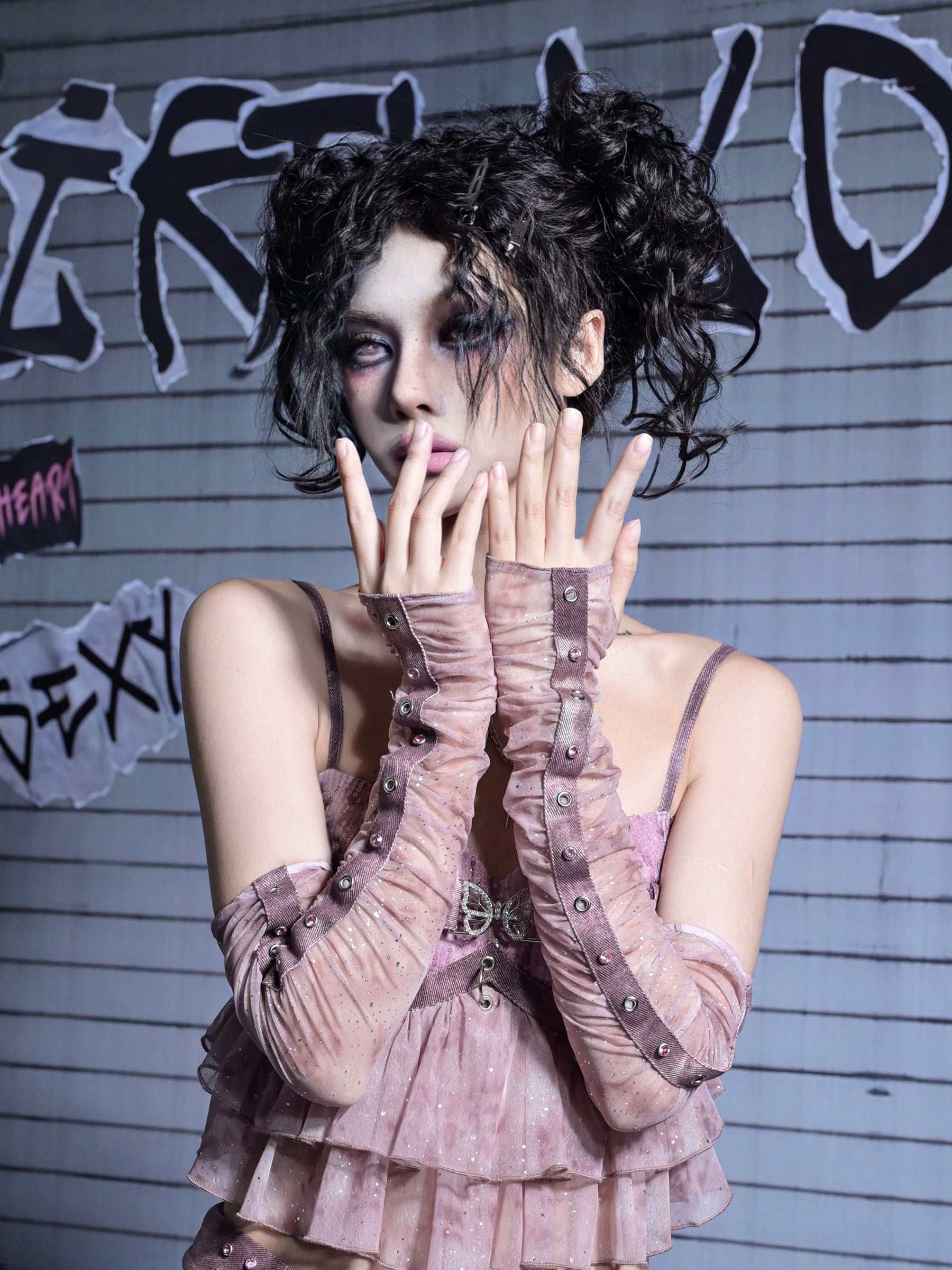 Mesh Studded Long Sleeves