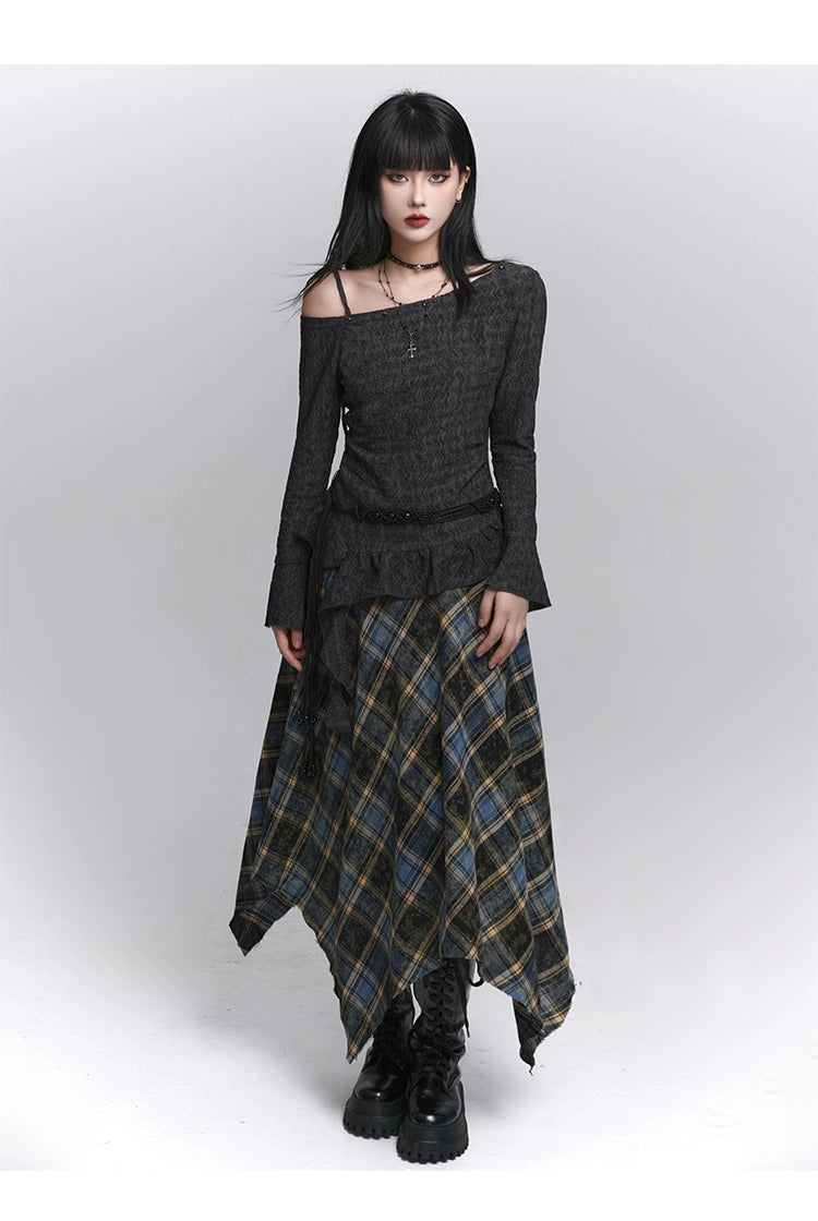 Blue Plaid A-Line Mini Skirt