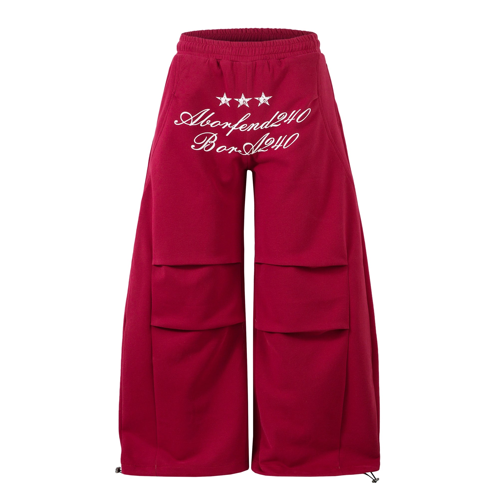 Star Letter Print Ruched Wide-Leg Sweatpants