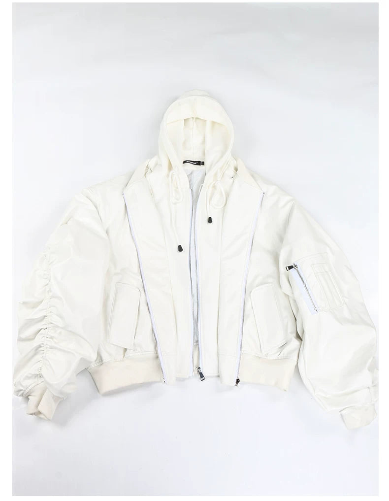 Sanhoostudio Layered Oversized PU Leather Jacket