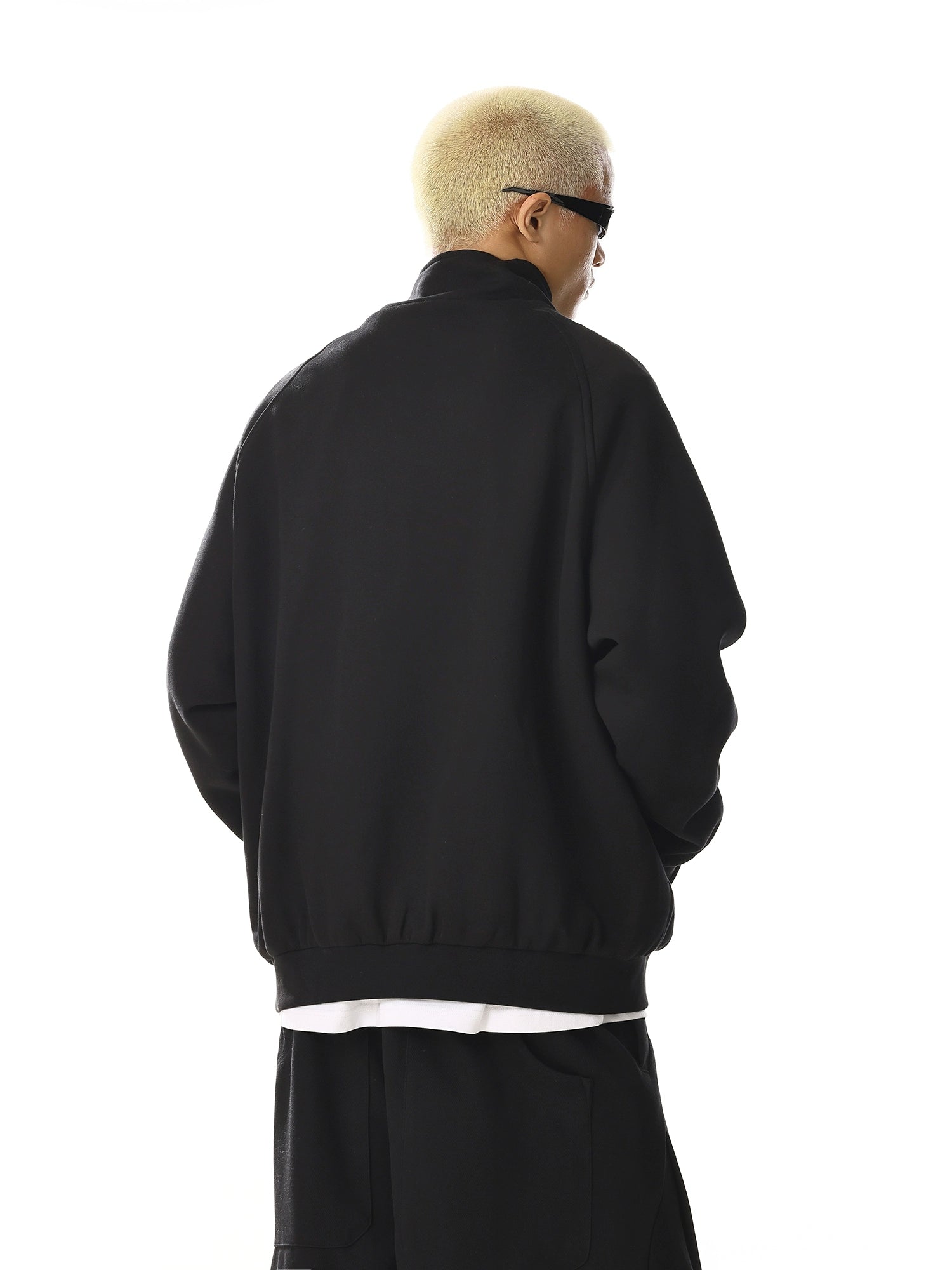 High Street Zip-Up Stand Collar Sweatshirt with Relaxed Fit