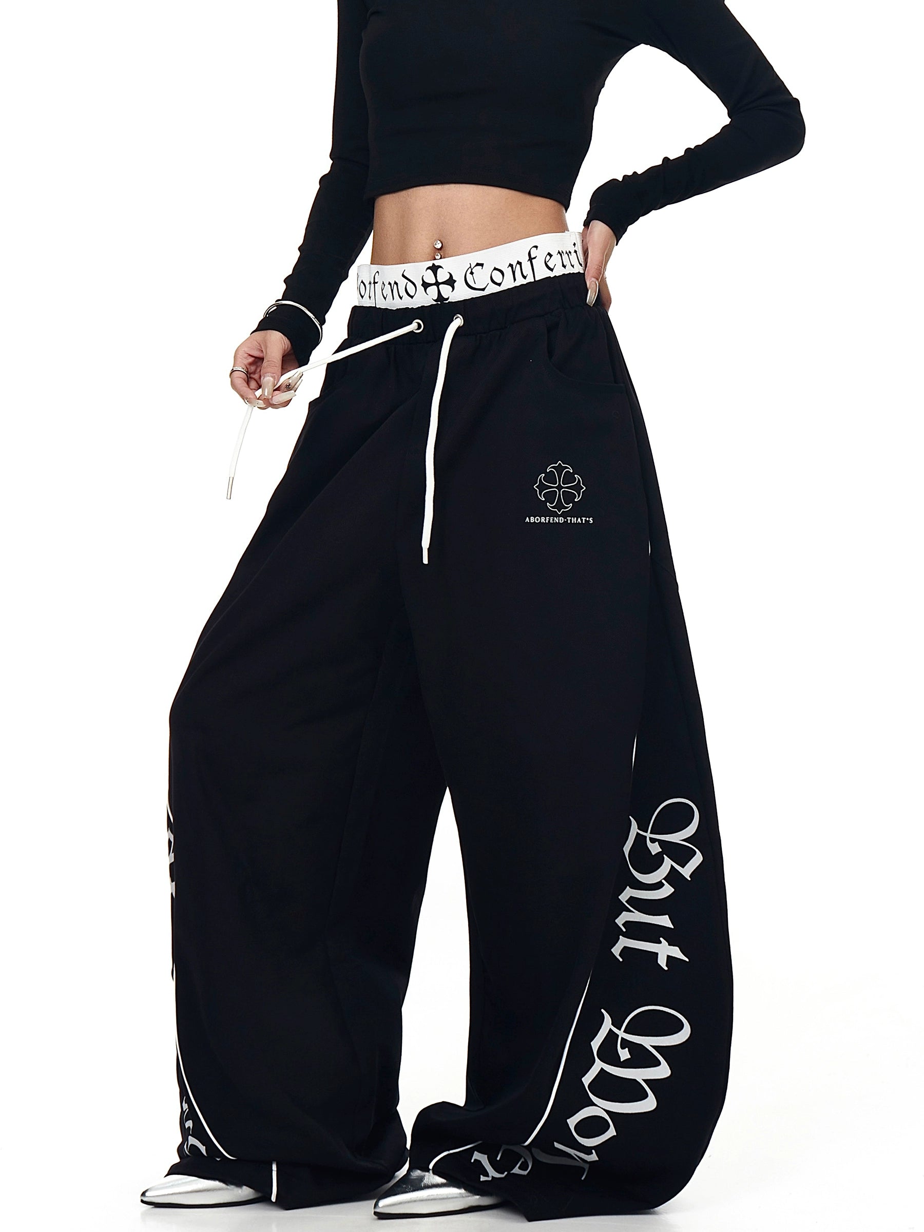 Gothic Double-Waistband Street Sweatpants