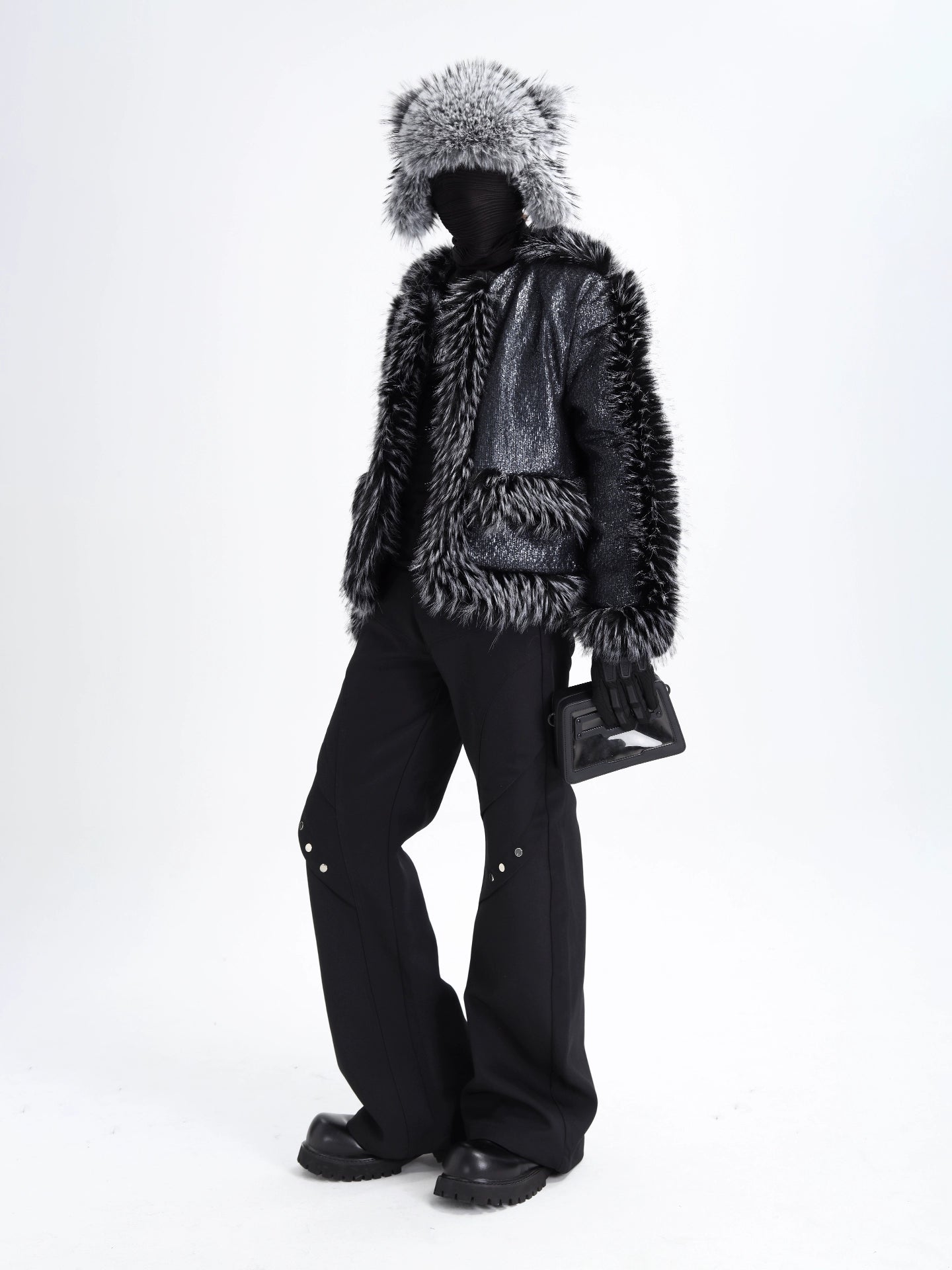 Glossy Fur Patch Street Jacket