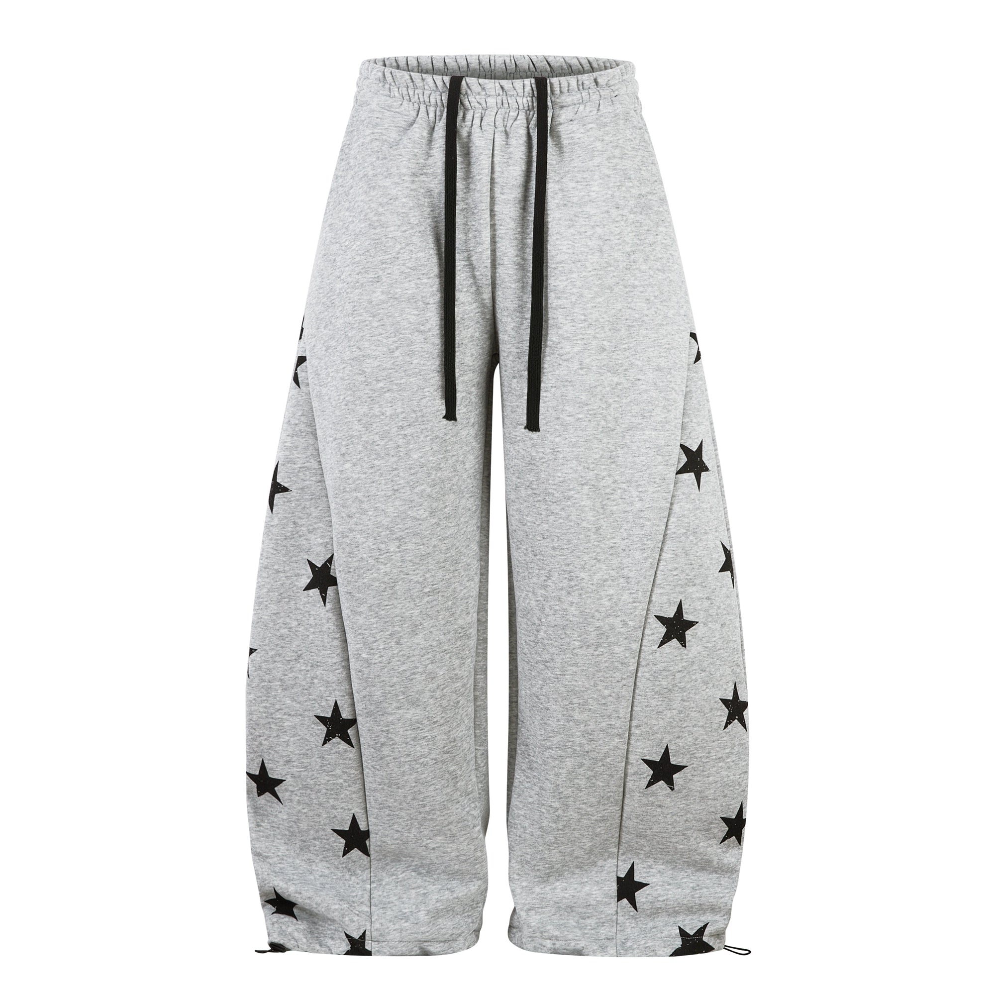 Retro Star Patch Contrast Wide-Leg Sweatpants