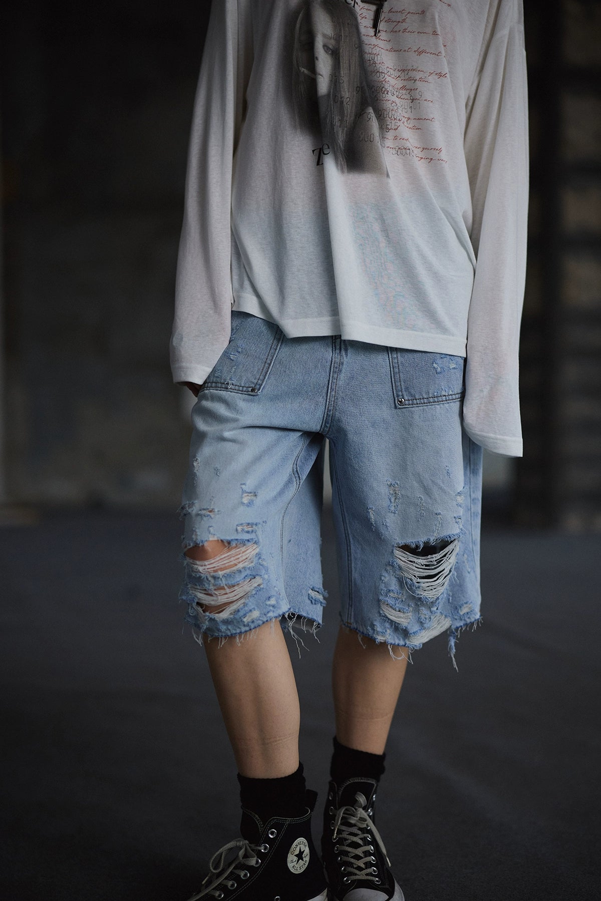 【25s Sep.】Vintage Distressed Ripped Denim Shorts