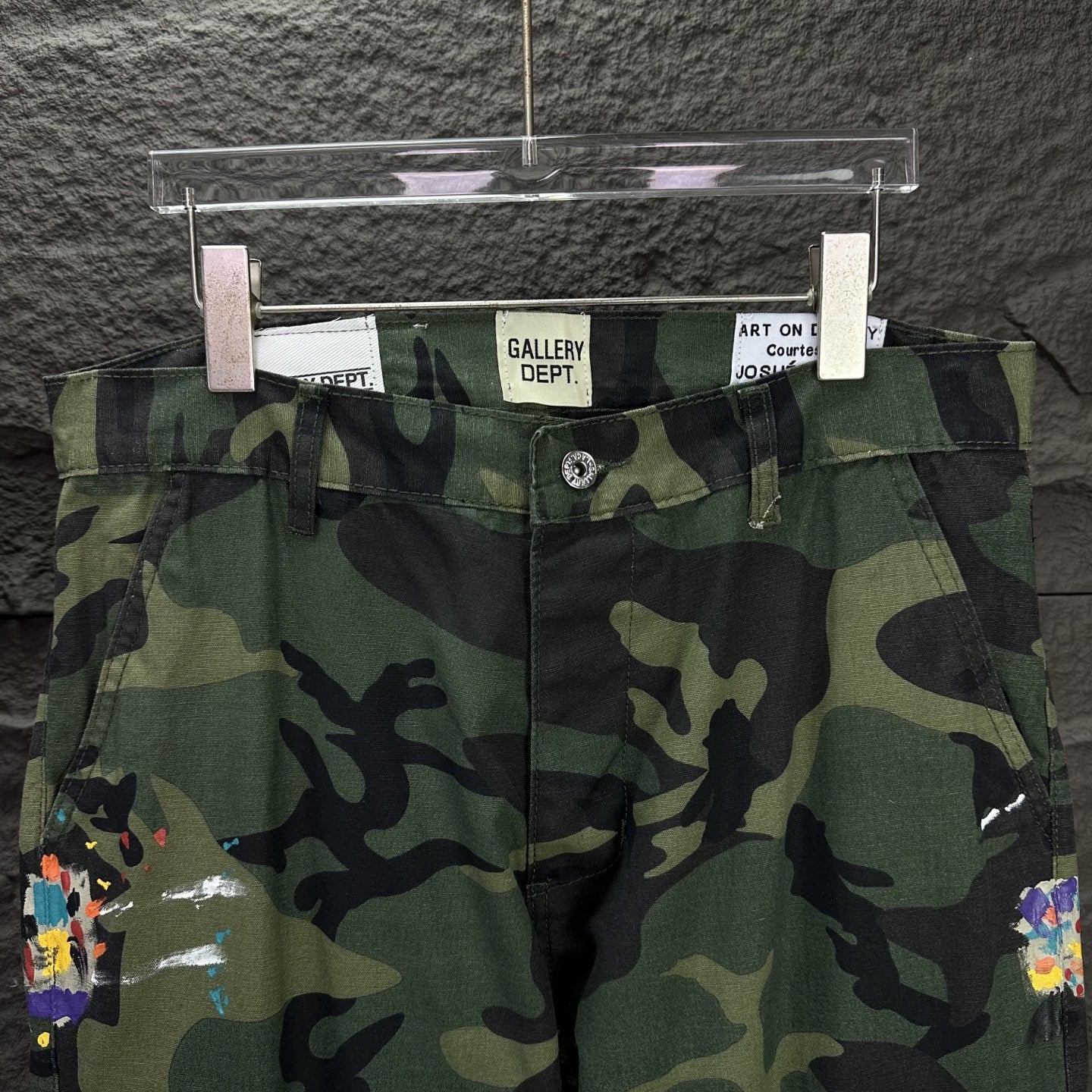 【25s Aug.】Hand-Painted Camouflage Patchwork Flared Cargo Jeans