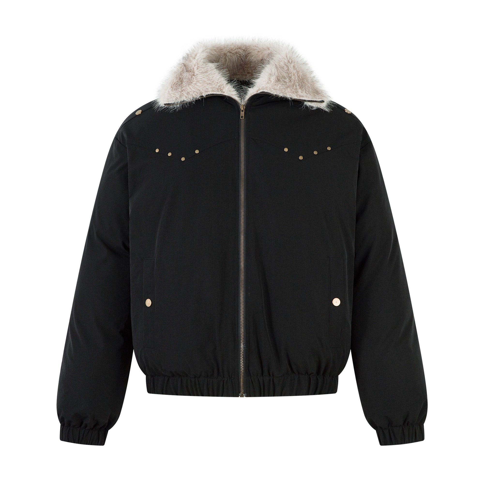 Coffee Fur Mountain Hawk Studded Winter Jacket