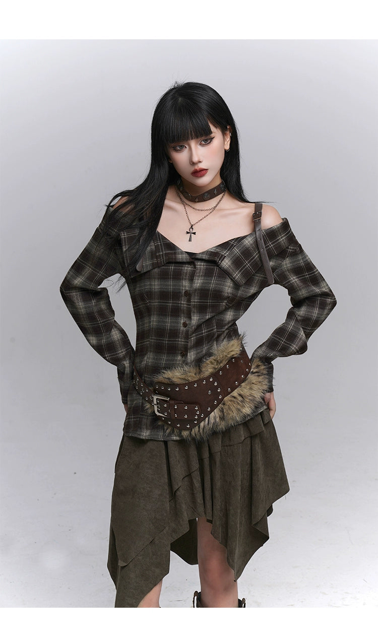 Brown Suede A-Line Mini Skirt