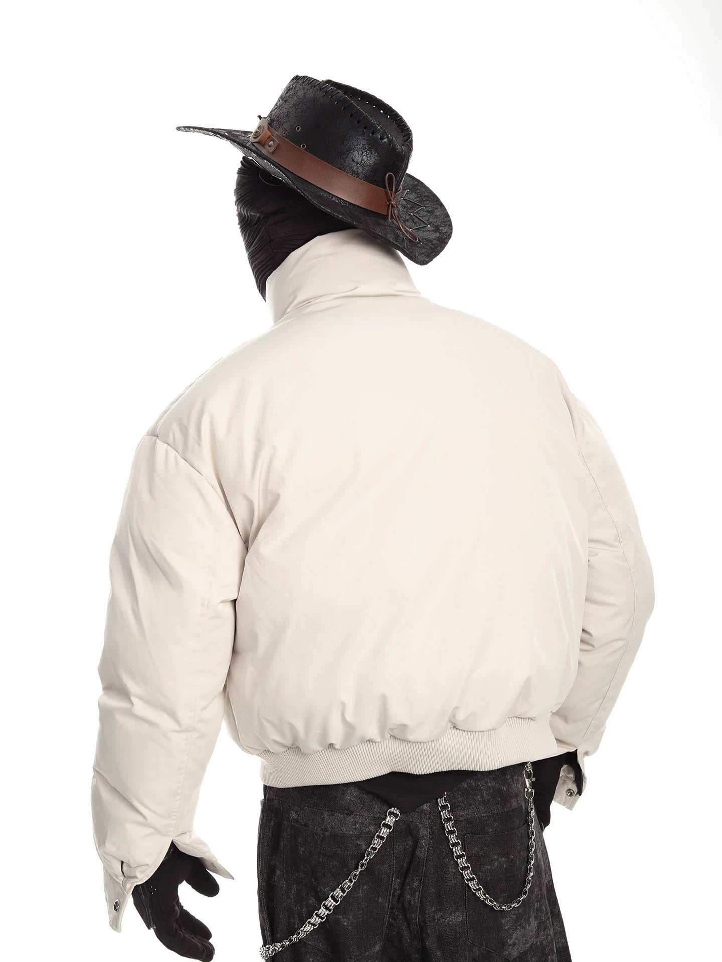 Winter Windproof Short Puffer Jacket with Stand Collar