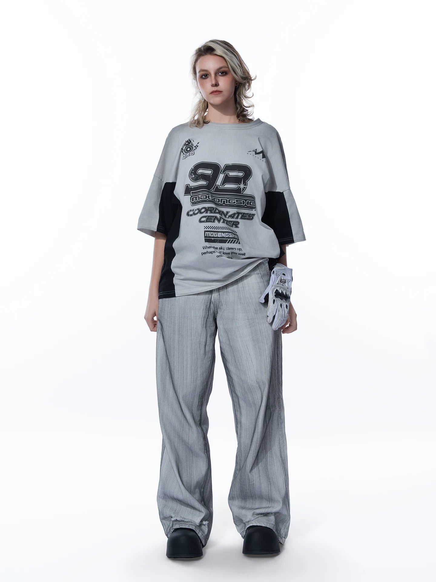 Sanhoostudio Washed Wide Leg Denim Pants