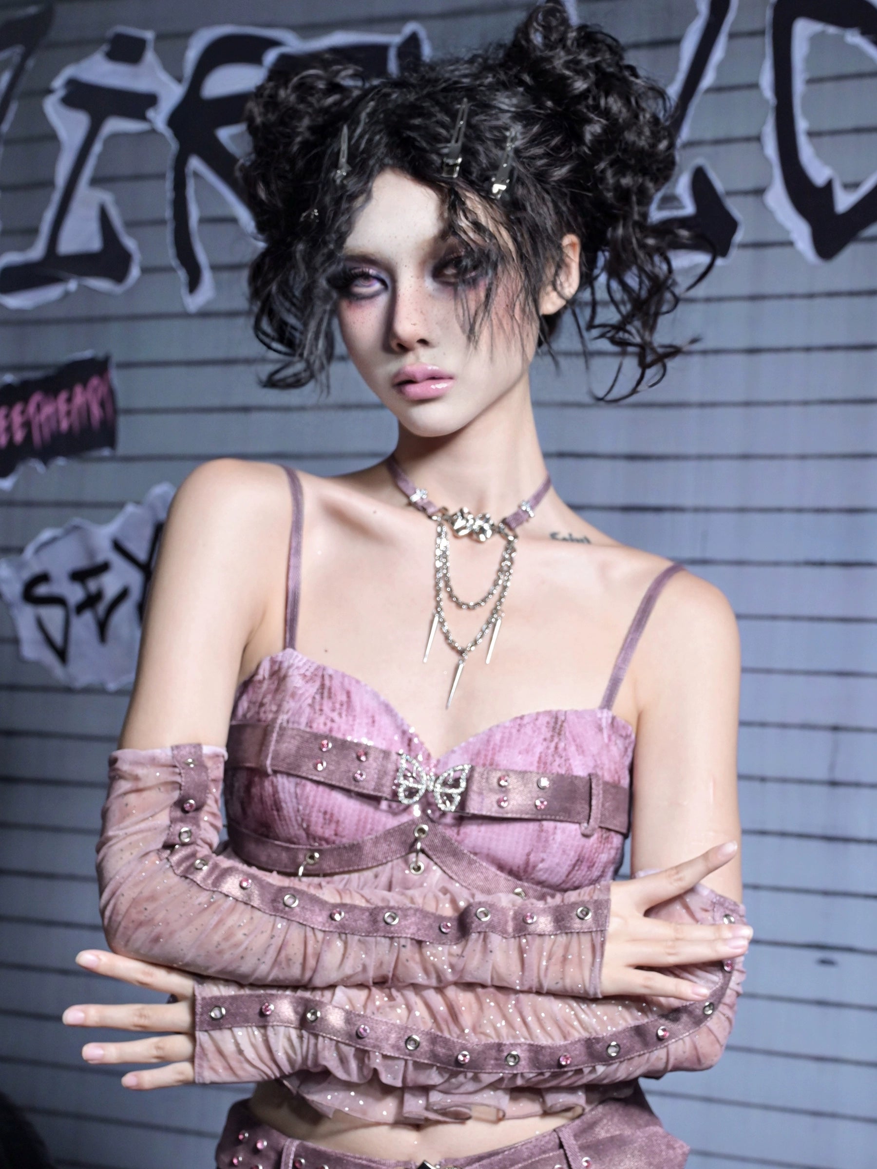 Mesh Studded Long Sleeves