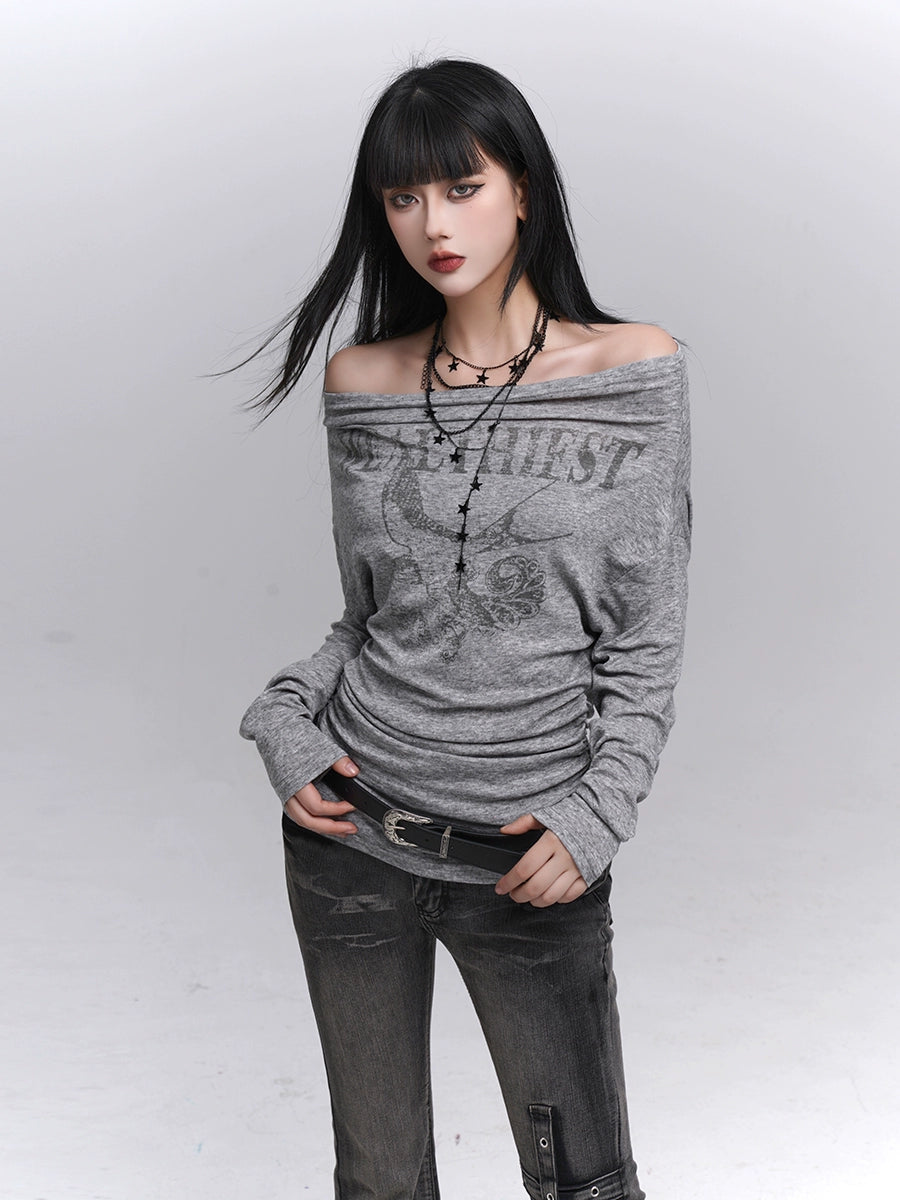 One-Shoulder Long Sleeve T-Shirt