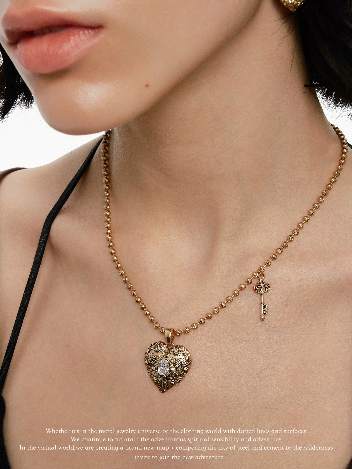 Vintage Embossed Heart Necklace