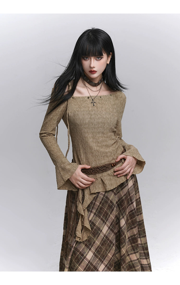 Long Sleeve One-Shoulder Top