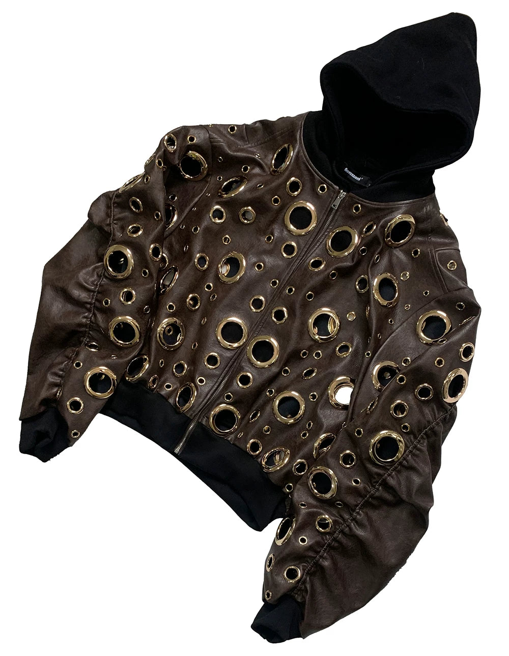 Sanhoostudio Cutout Layered Oversized PU Leather Jacket