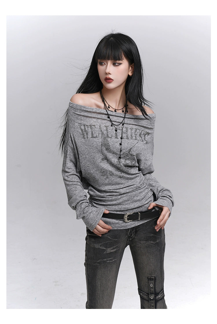 One-Shoulder Long Sleeve T-Shirt