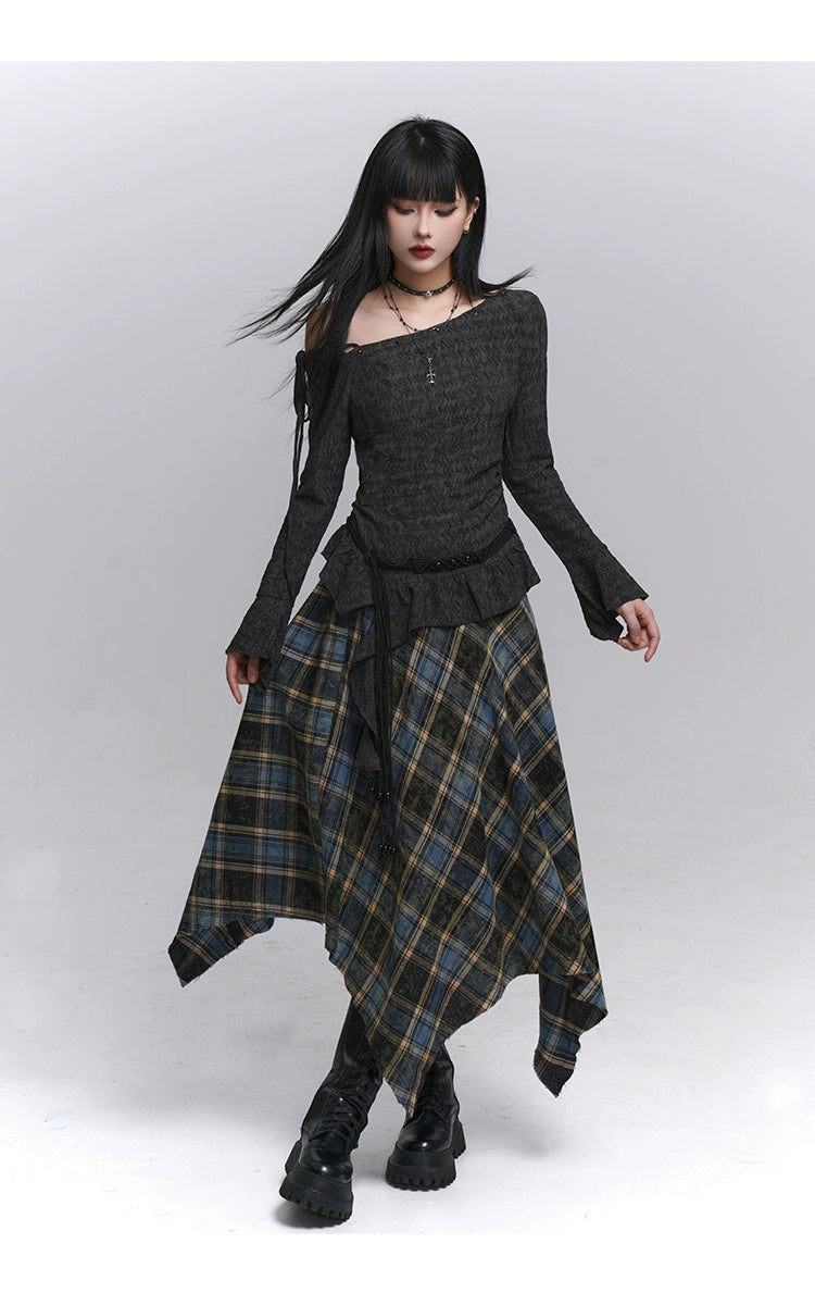 Blue Plaid A-Line Mini Skirt