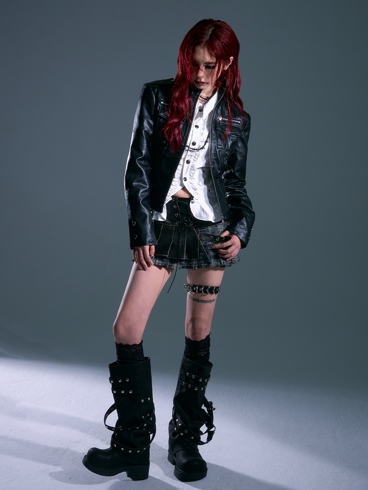 Punk Rock Slim Fit Moto Leather Jacket