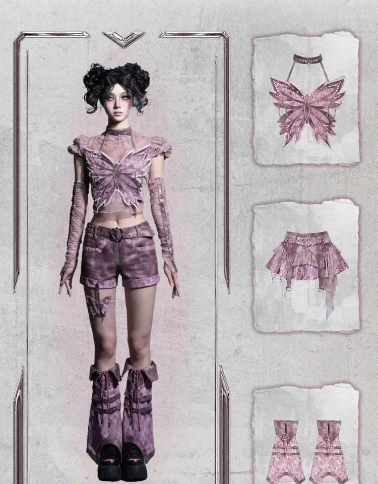 Butterfly Mesh Bustier Top Set