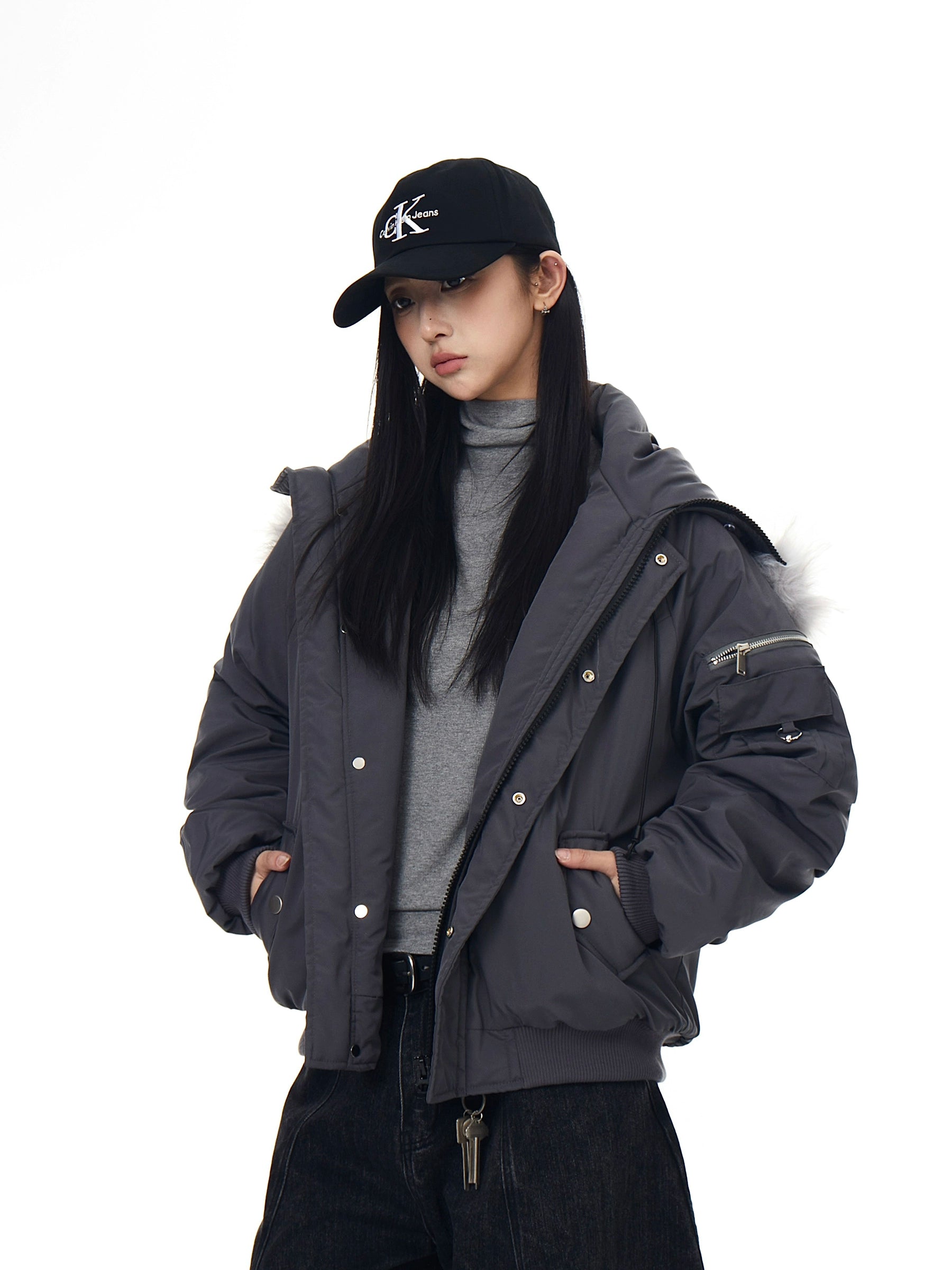 Fur-Hood Utility Parka Designer Winter Coat