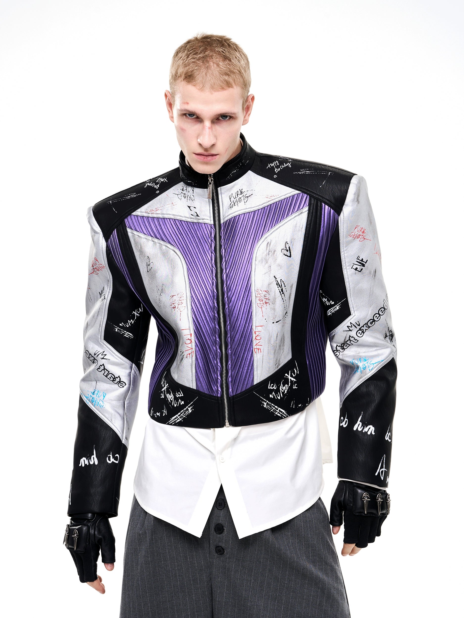Graffiti Racing Leather Moto Jacket