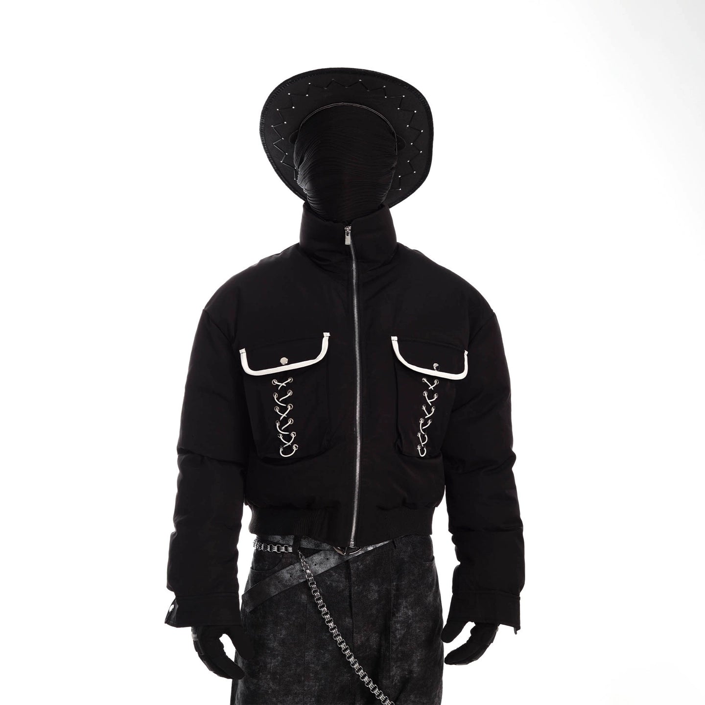 Winter Windproof Short Puffer Jacket with Stand Collar