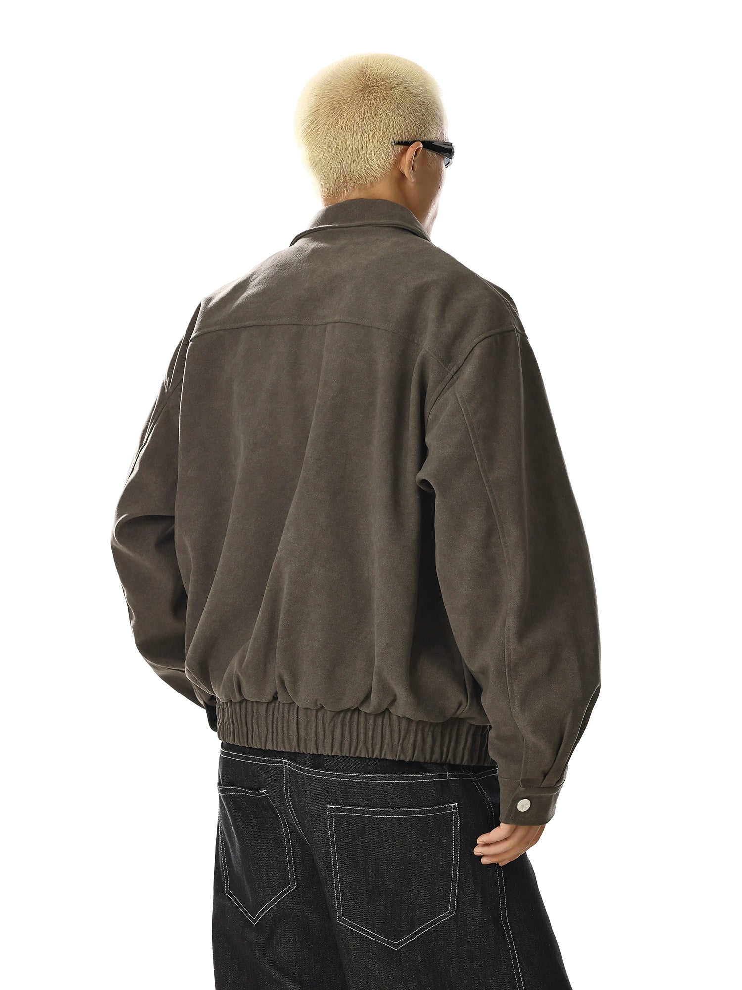 Vintage Leather Utility Jacket with Multi-Pocket Streetwear Style