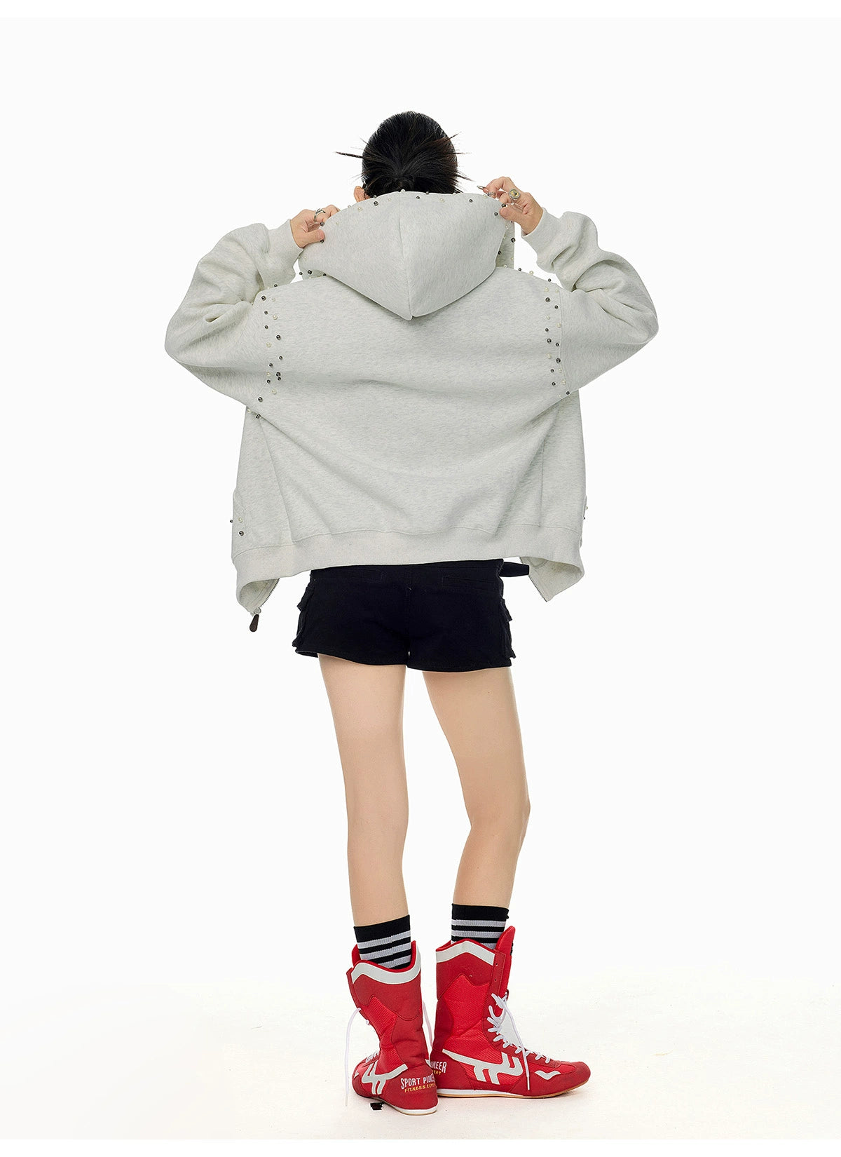 【25s Sep.】Vintage Pearl Detail Oversized Hoodie