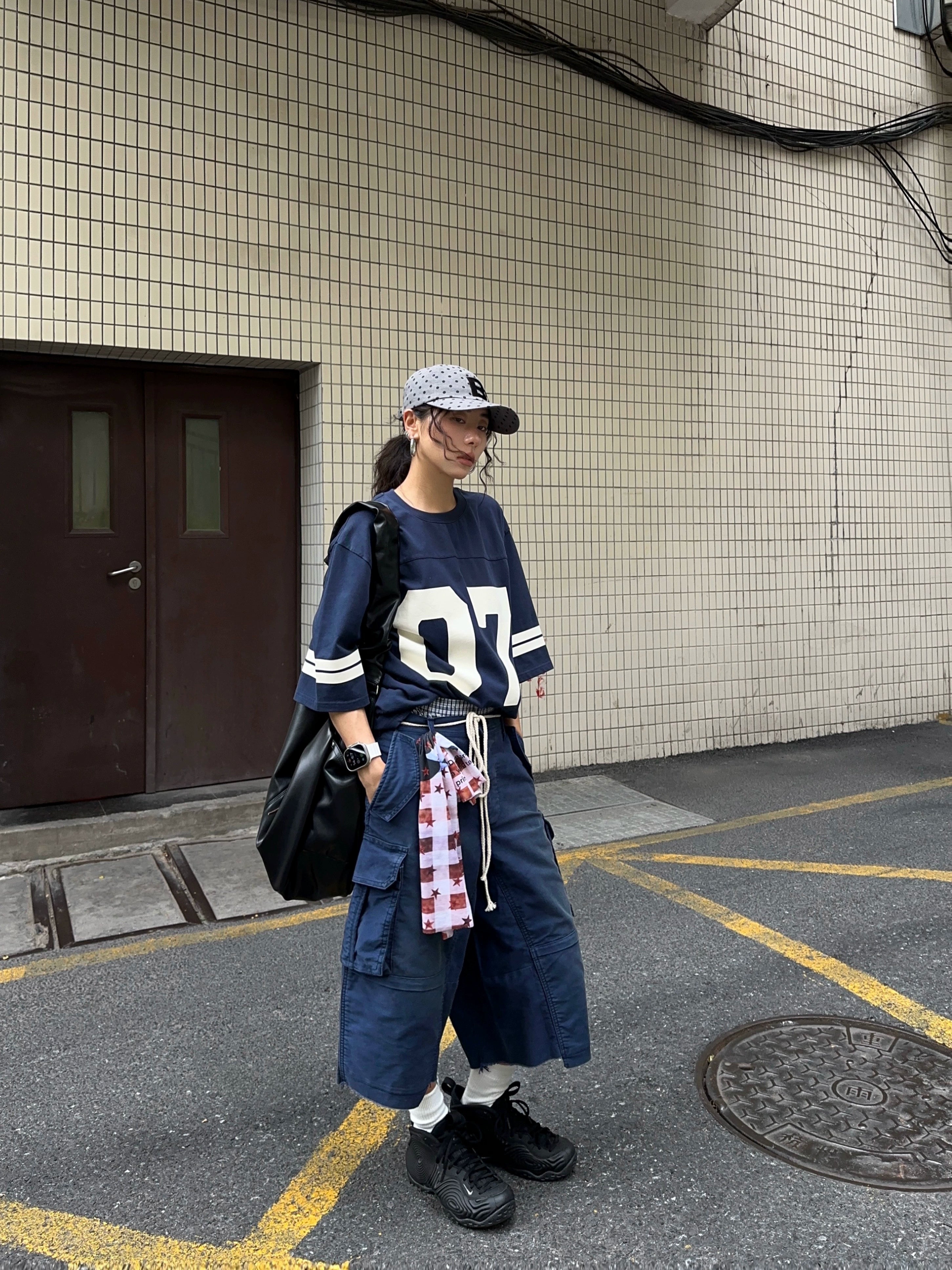 【25s Sep.】Washed Distressed Mole-Skin Cropped Cargo Pants