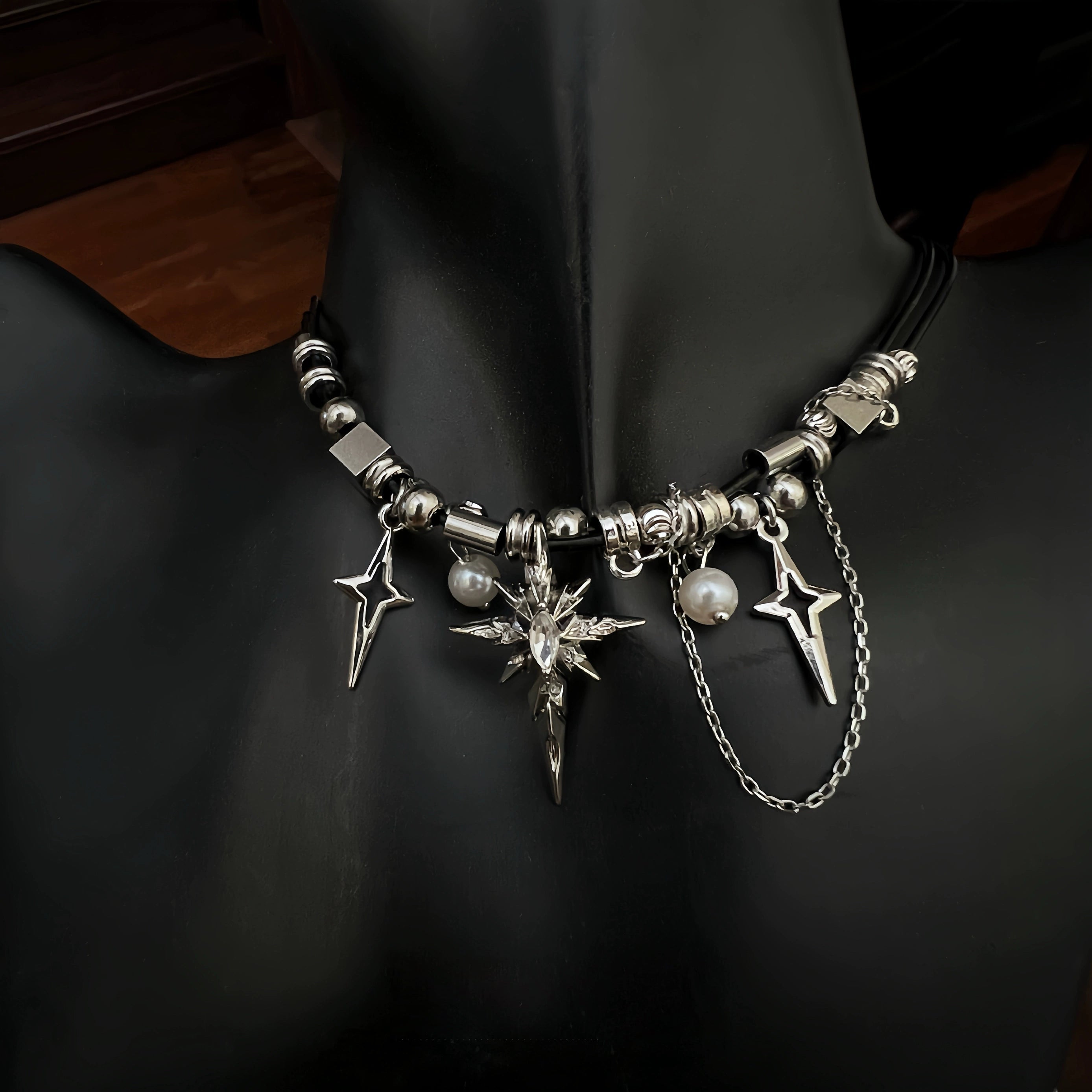 Pearl Cross Double Layer Streetwear Necklace