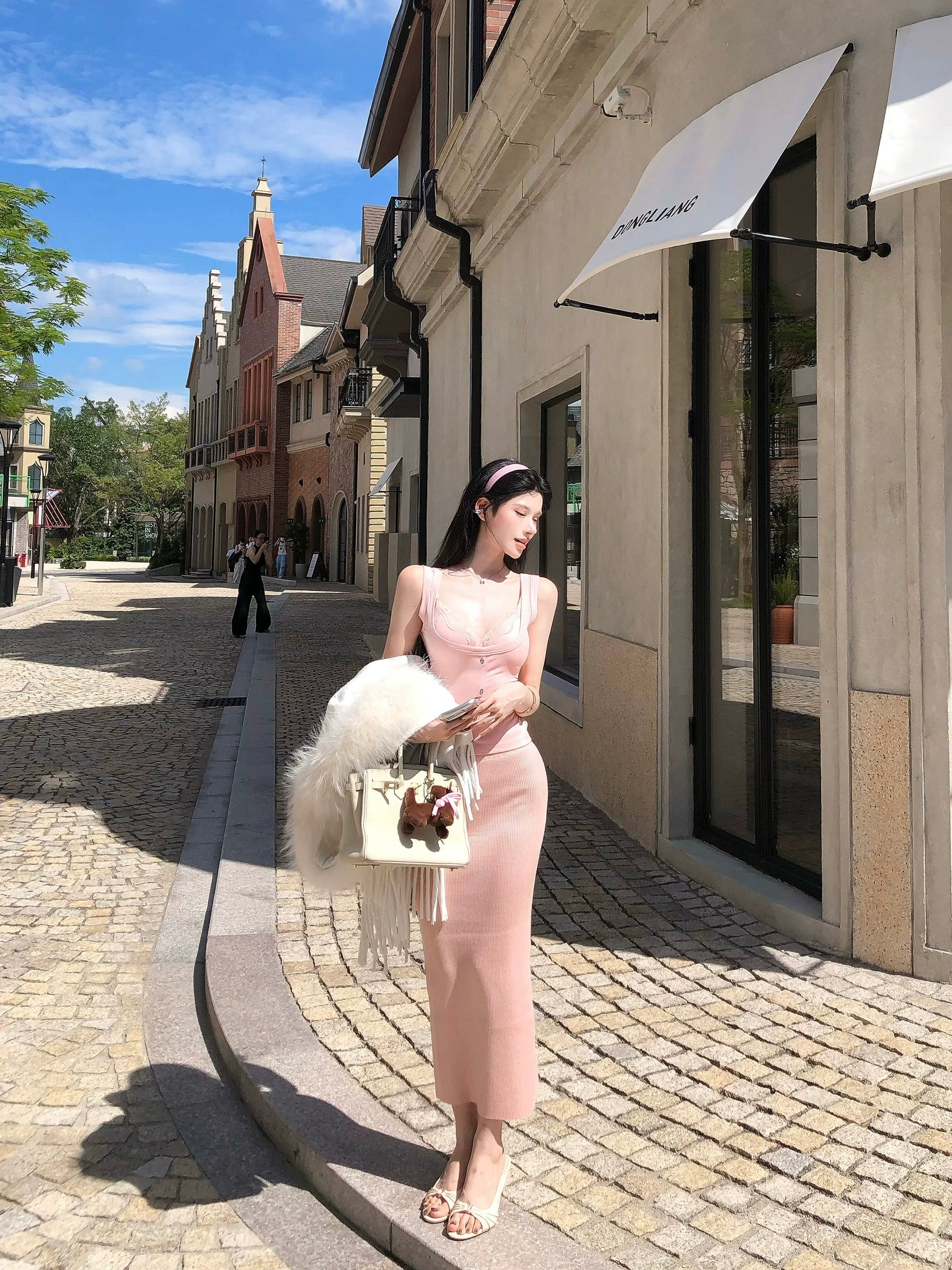 Lace Patchwork Crop Skirt Set