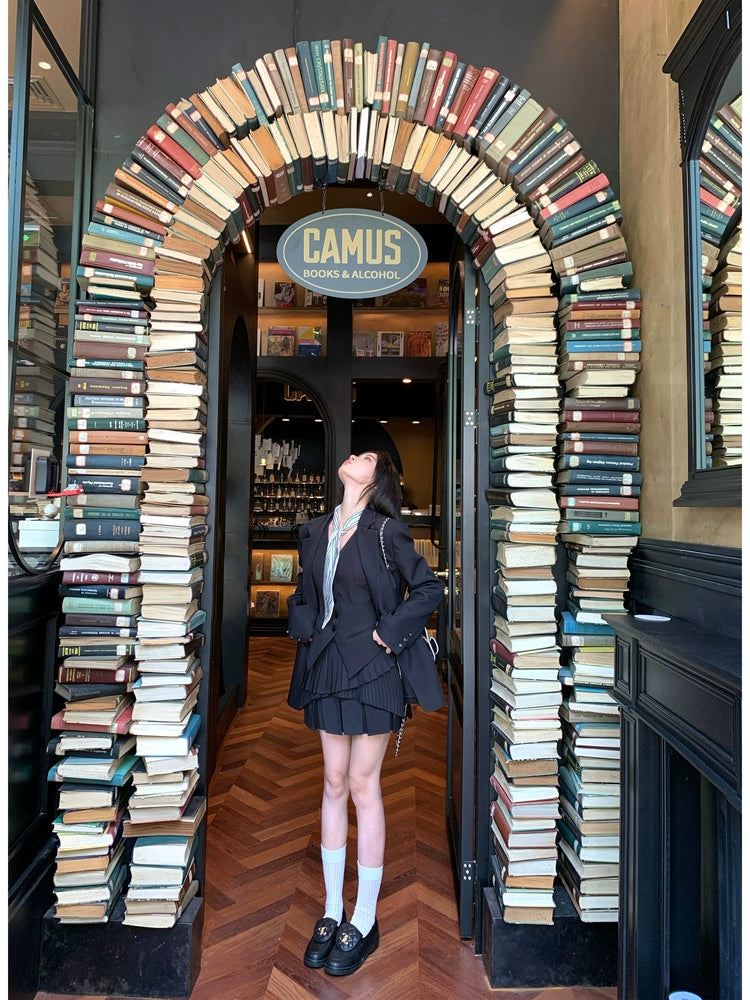 Preppy Blazer Vest Skirt Set