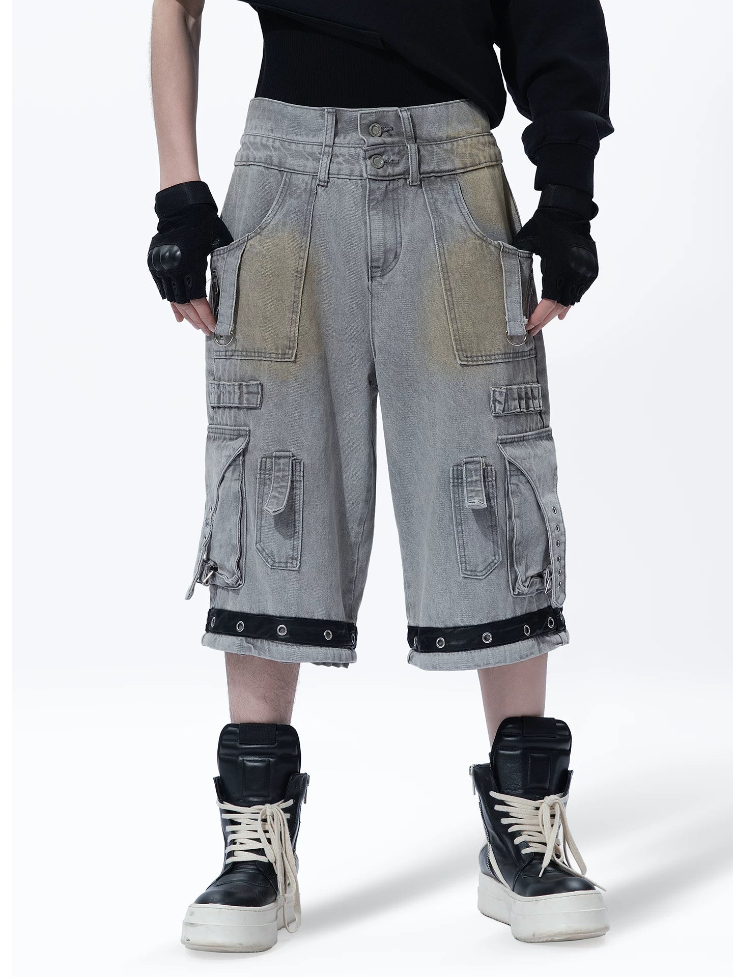 Sanhoostudio Multi Pocket Washed Denim Pants