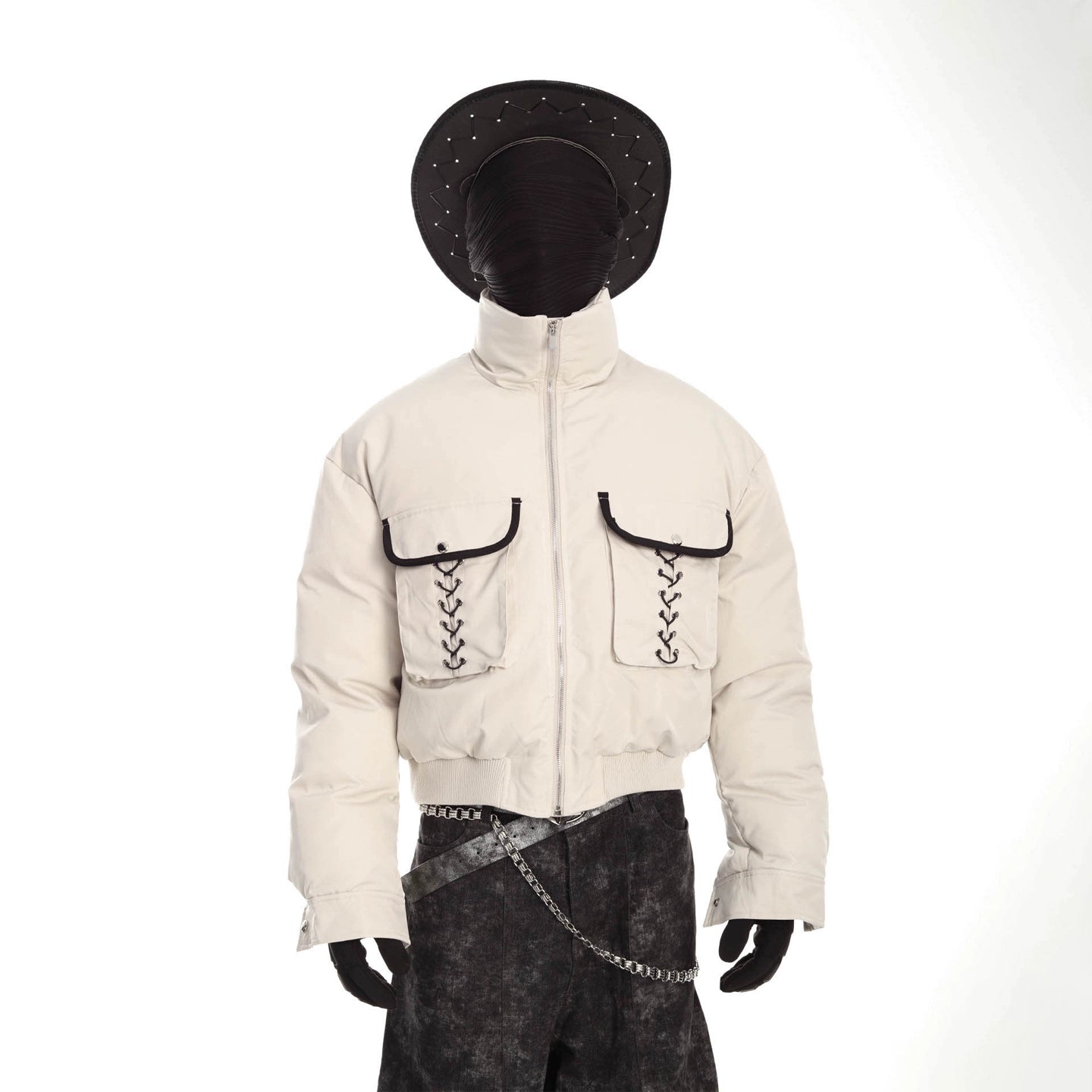 Winter Windproof Short Puffer Jacket with Stand Collar