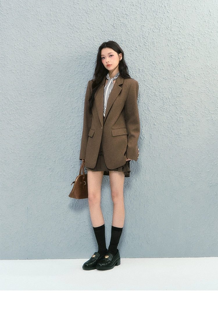 Preppy Blazer Vest Skirt Set