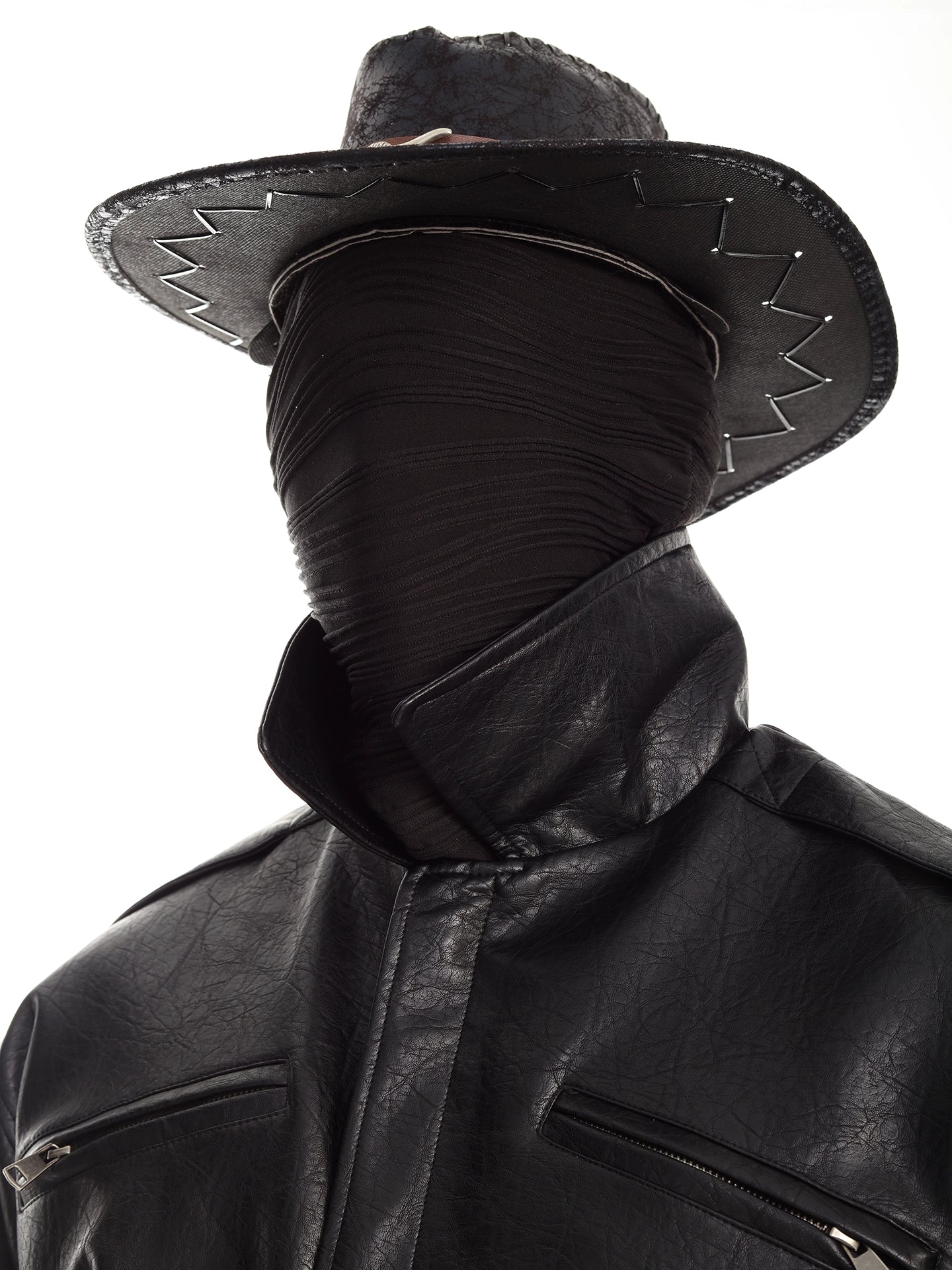 Black Cracked Leather Biker Jacket