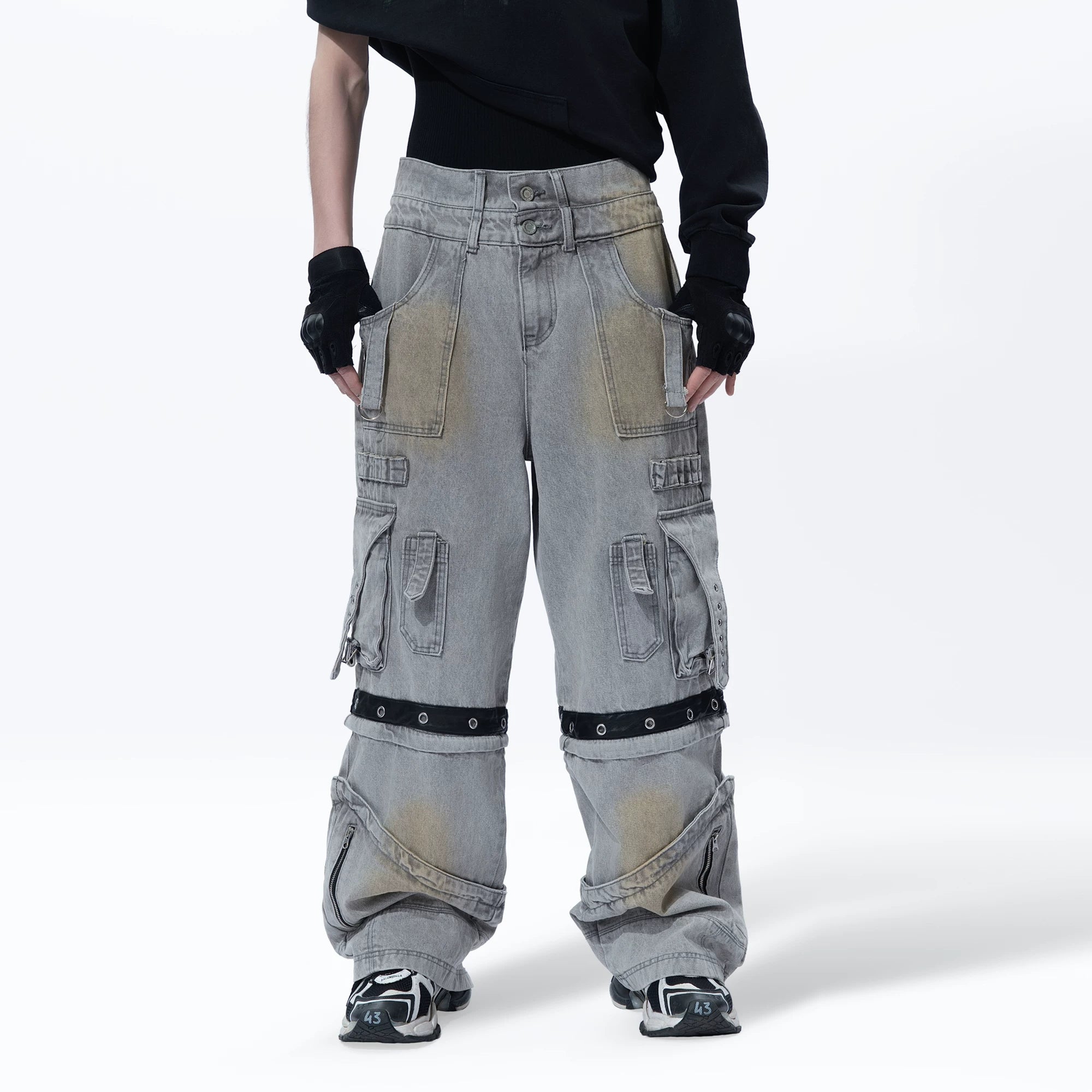 Sanhoostudio Multi Pocket Washed Denim Pants
