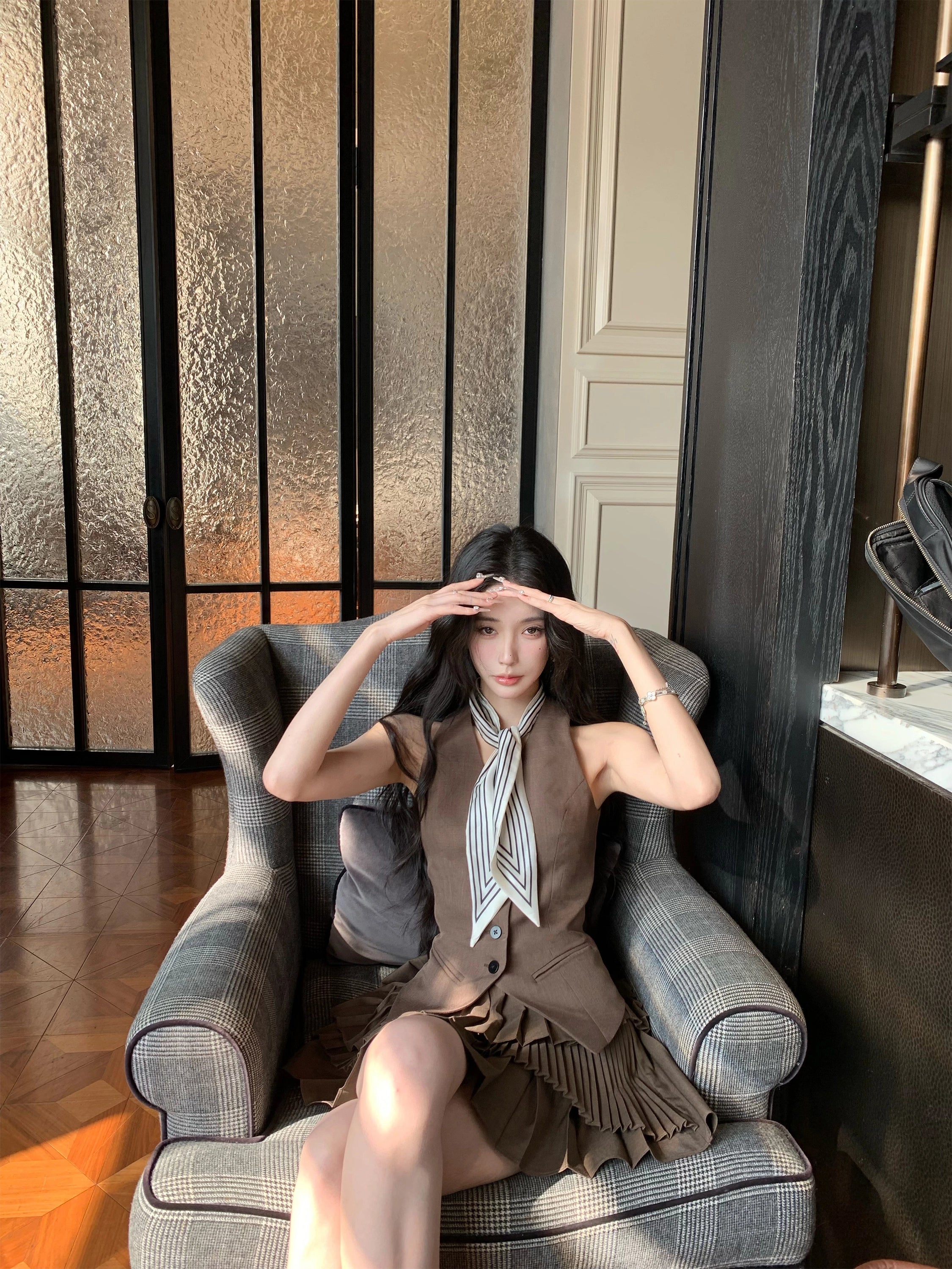 Preppy Blazer Vest Skirt Set