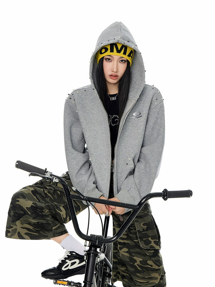 【25s Sep.】Vintage Pearl Detail Oversized Hoodie