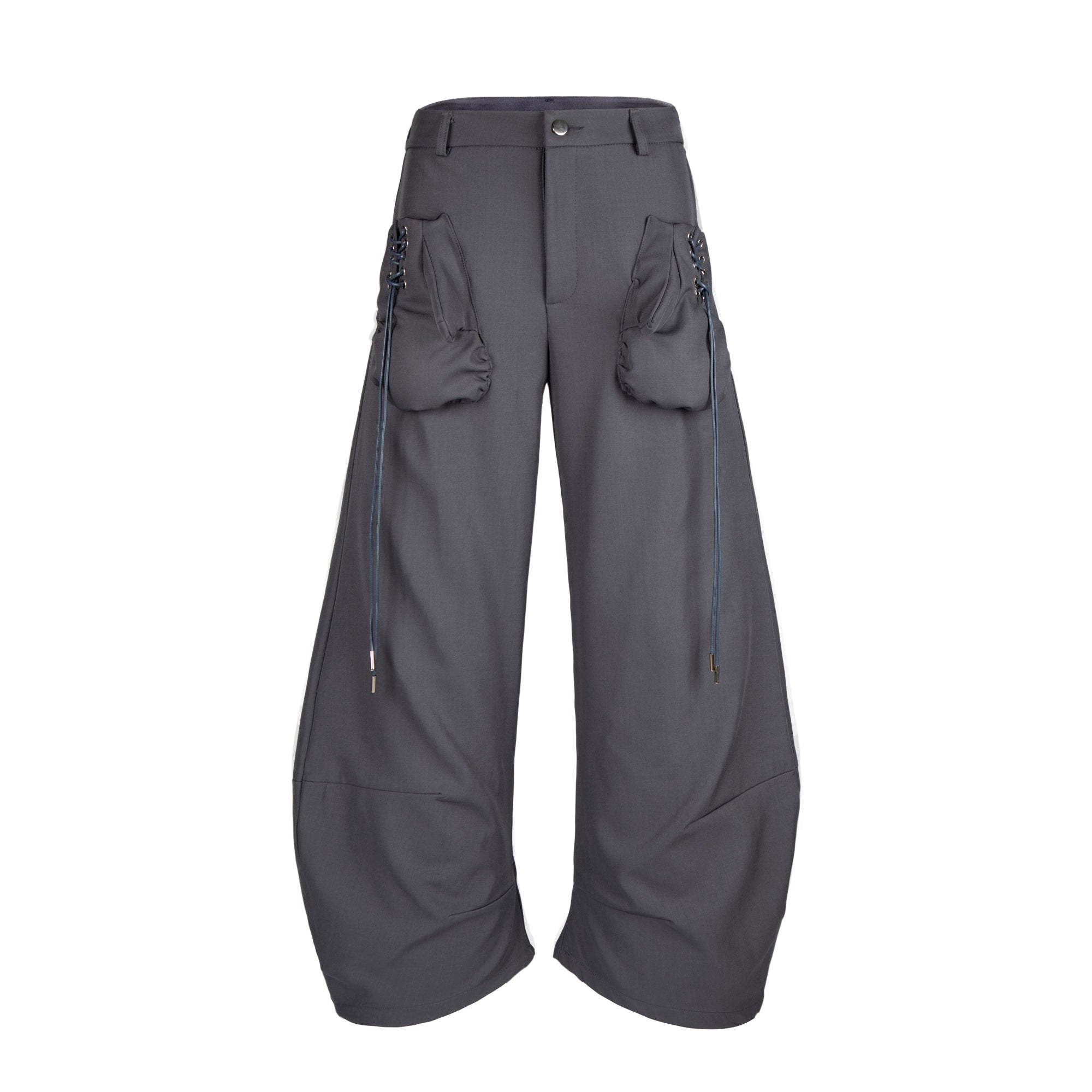 Gray 3D Boxing Glove Wide-Leg Denim Pants with Street Style