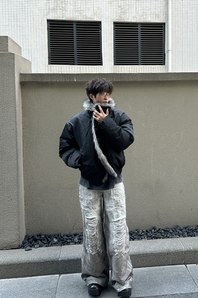 【25s Sep.】Vintage Washed Floor-Length Denim Pants