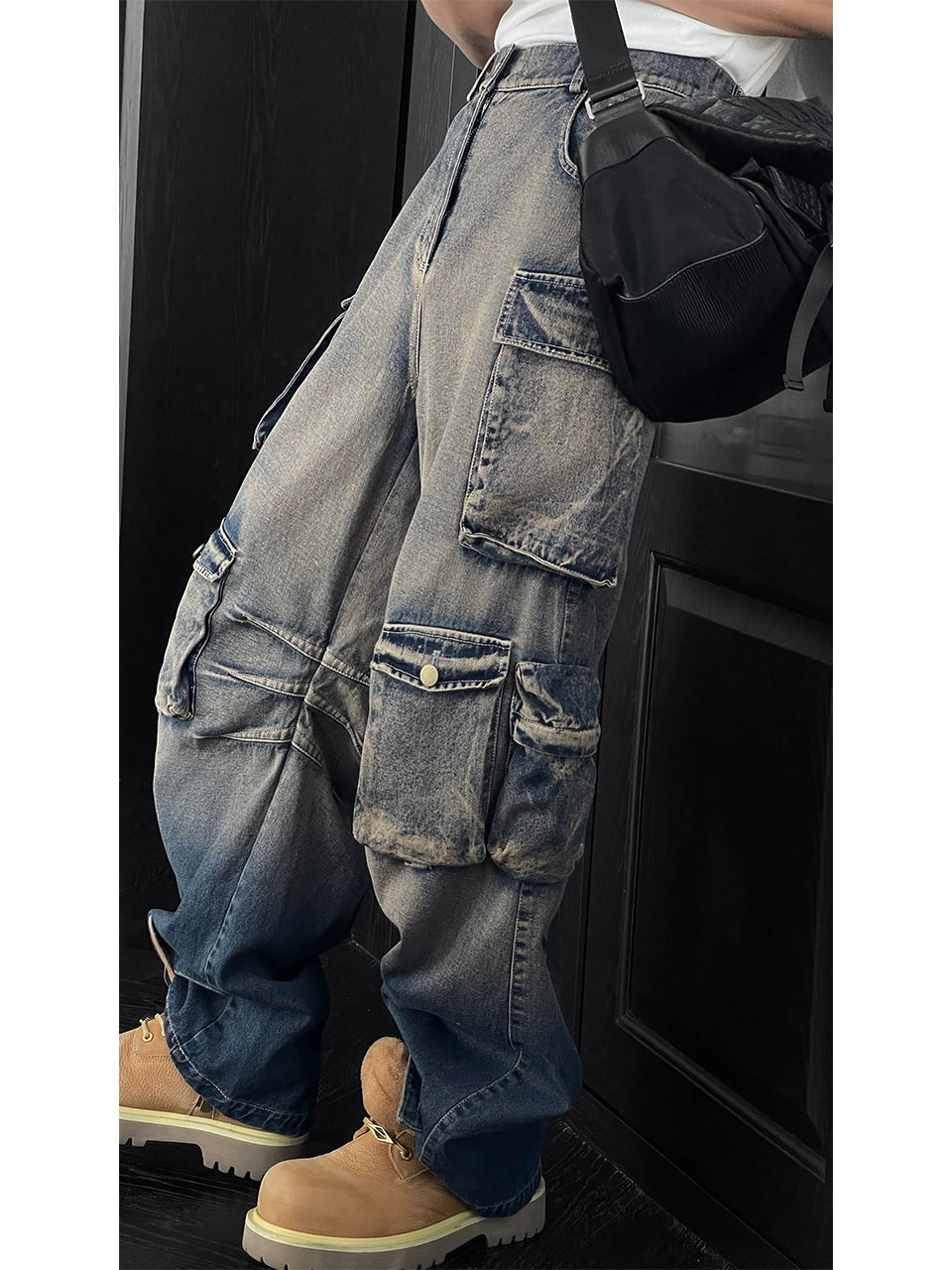 Utility Pocket Loose Cargo Denim Pants