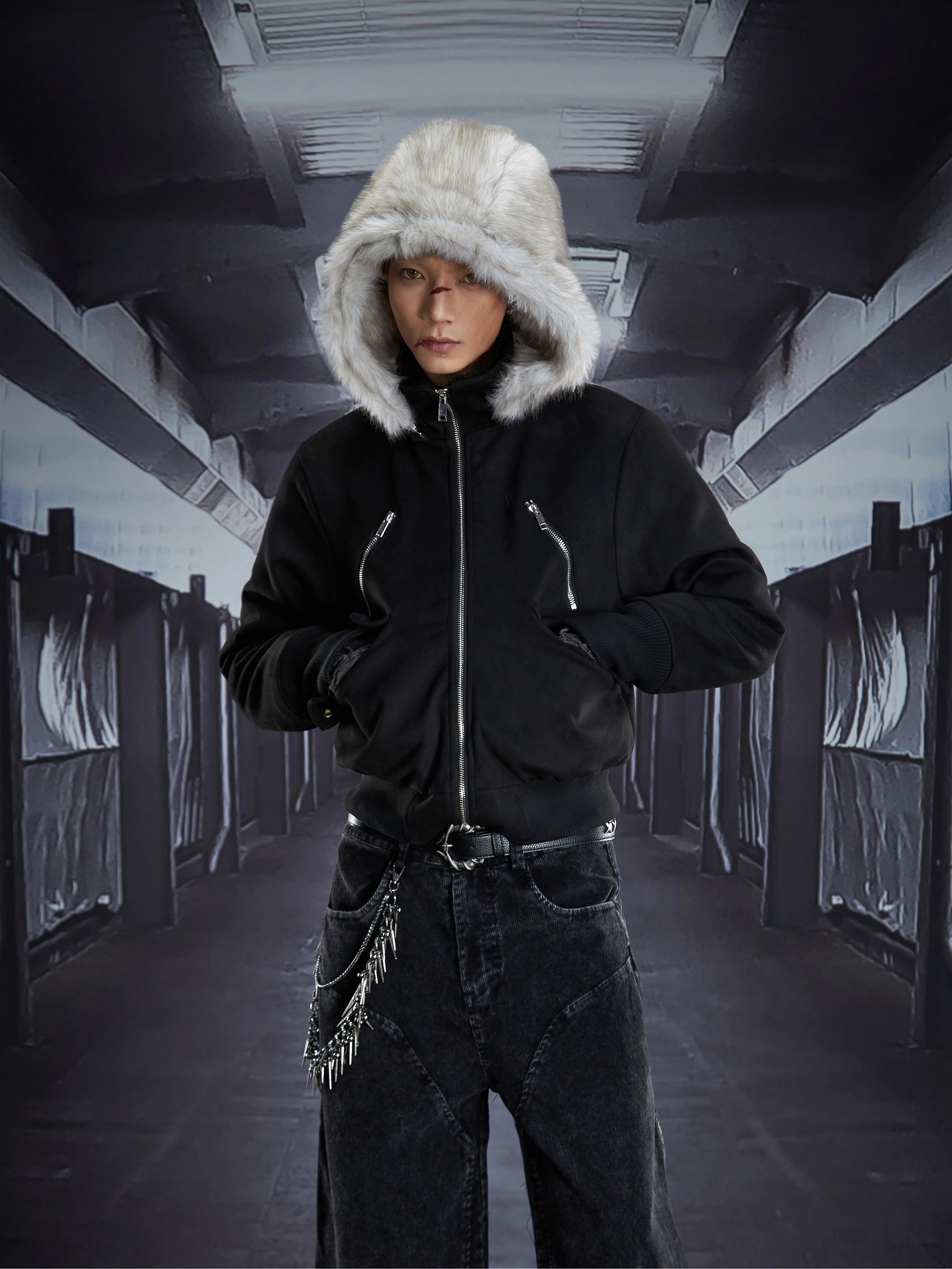 Fuzzy Hooded Ultra-Cropped Thick Winter Puffer