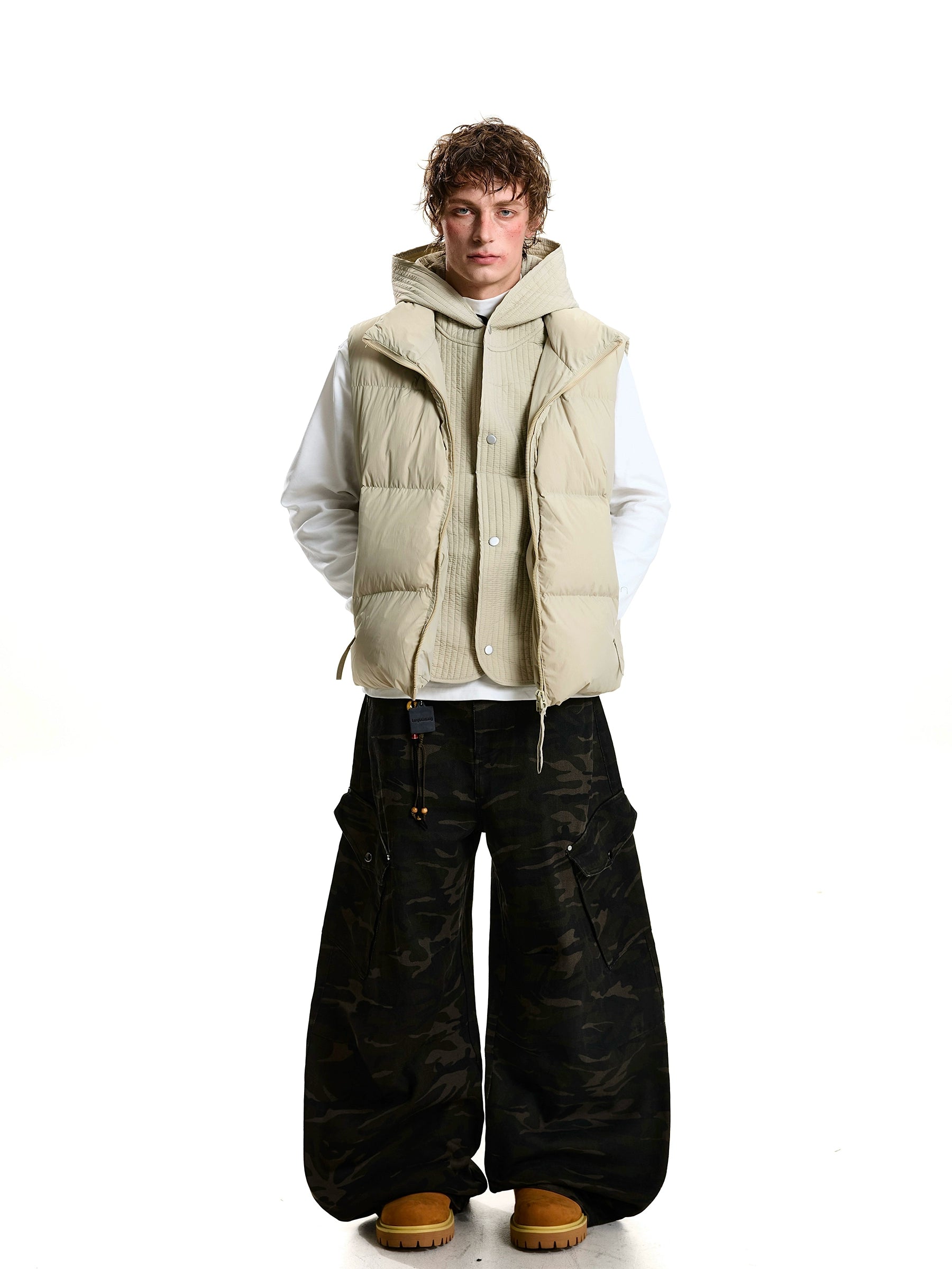 Layered-Look 90% Down Hooded Puffer Vest